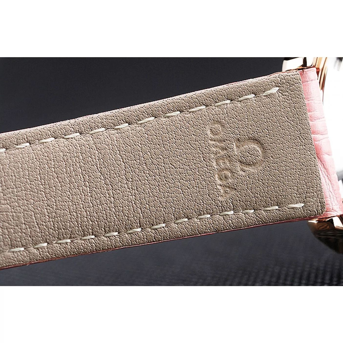 Aaa replica watch Omega DeVille Prestige Pink Dial Gold Diamond Case Pink Leather Bracelet 1454126 0129