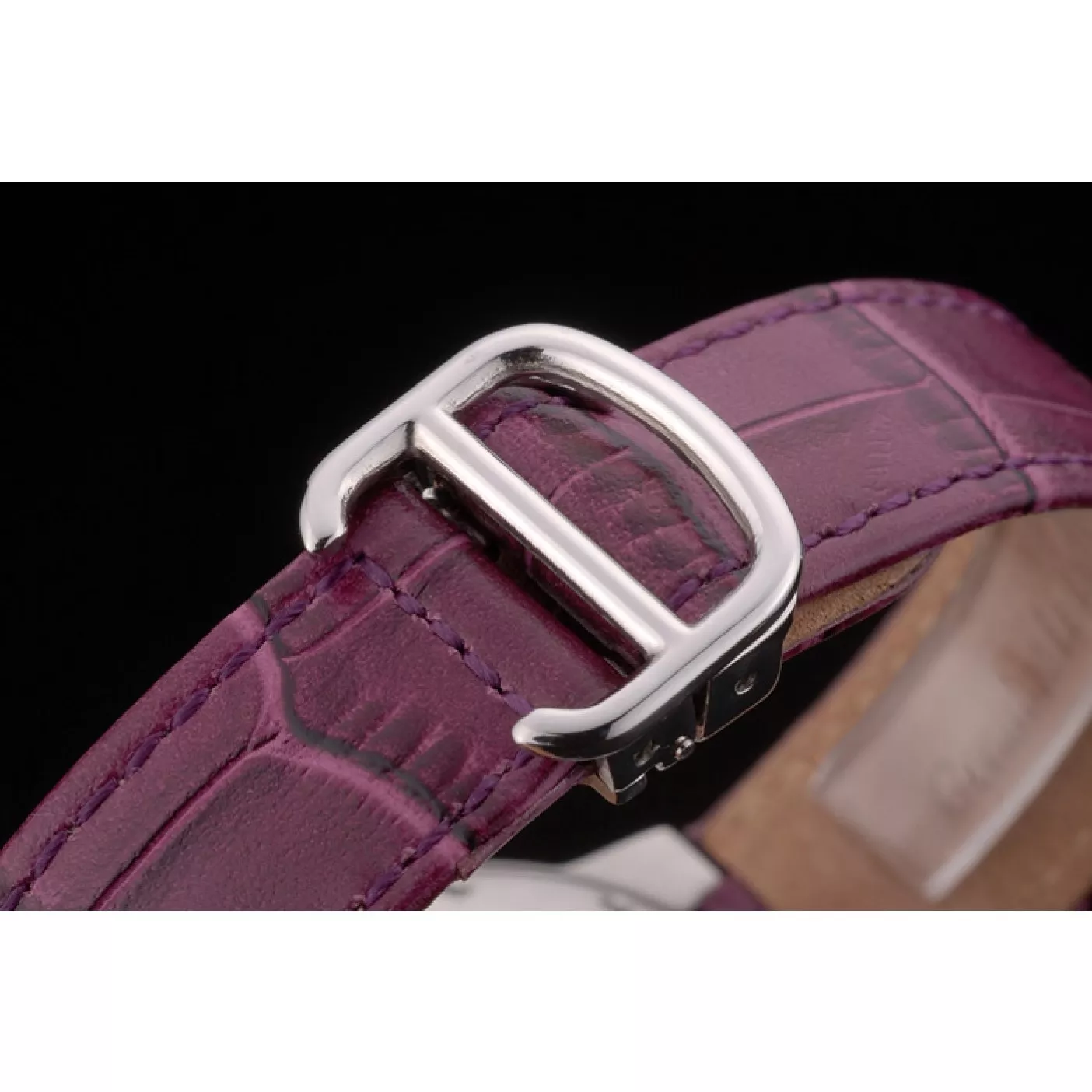 Aaa replica watch Cartier Ballon Bleu 38mm White Dial Stainless Steel Case Purple Leather Bracelet 0128