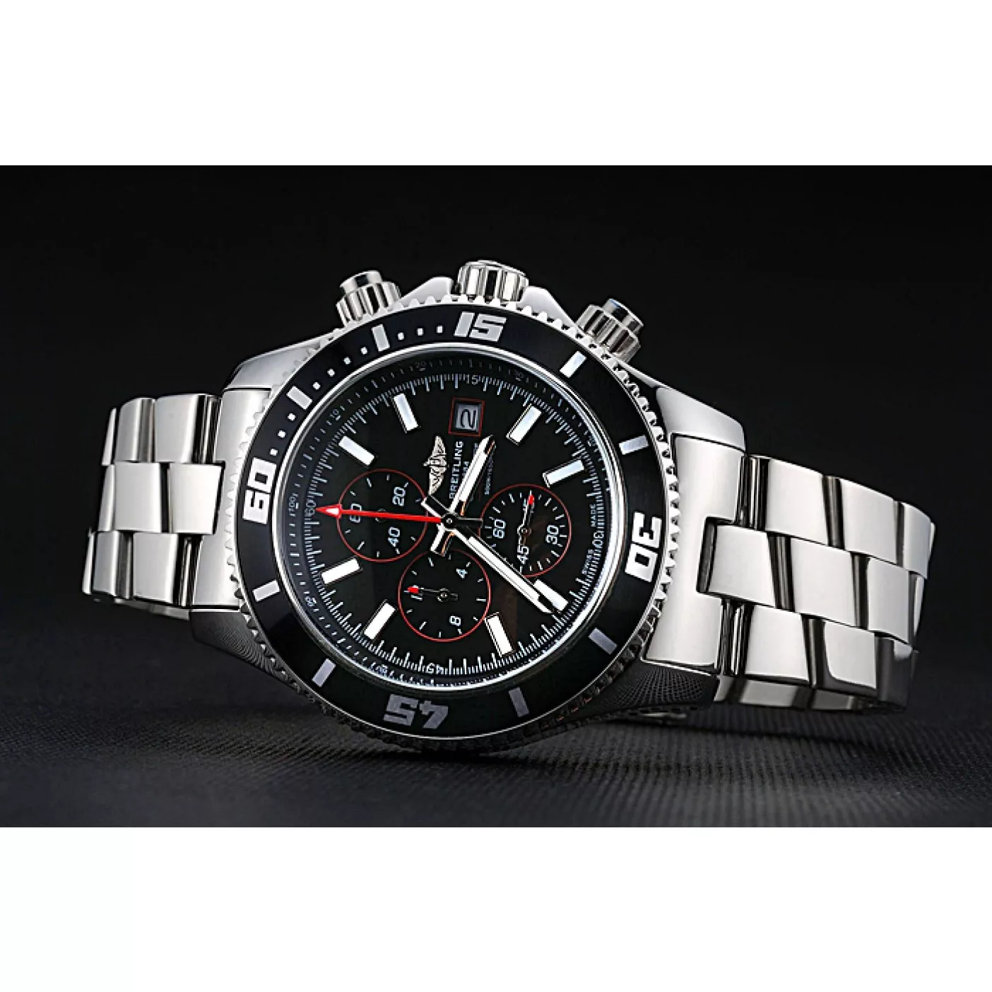 Aaa replica watch Breitling Superocean Chronograph II Black Dial Stainless Steel Bracelet 622428 0122