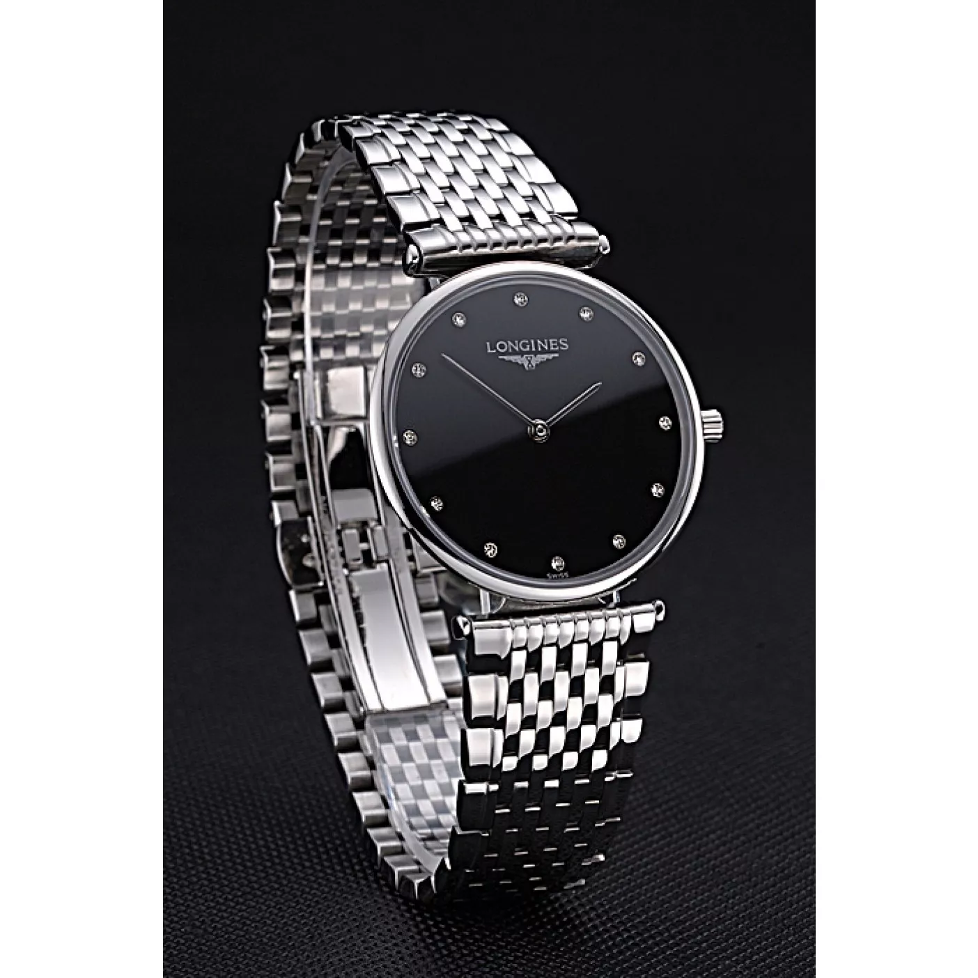 Aaa replica watch Longines La Grande Classique Stainless Steel Black Dial Diamond Markers Homme 622111 0123