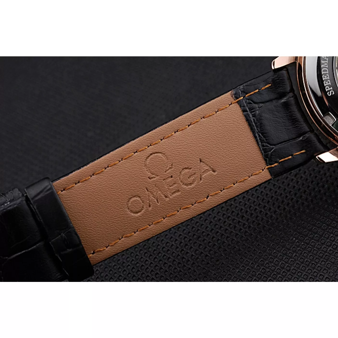 Aaa replica watch Omega DeVille Prestige Small Seconds Black Dial Gold Case Black Leather Bracelet 622602 0129