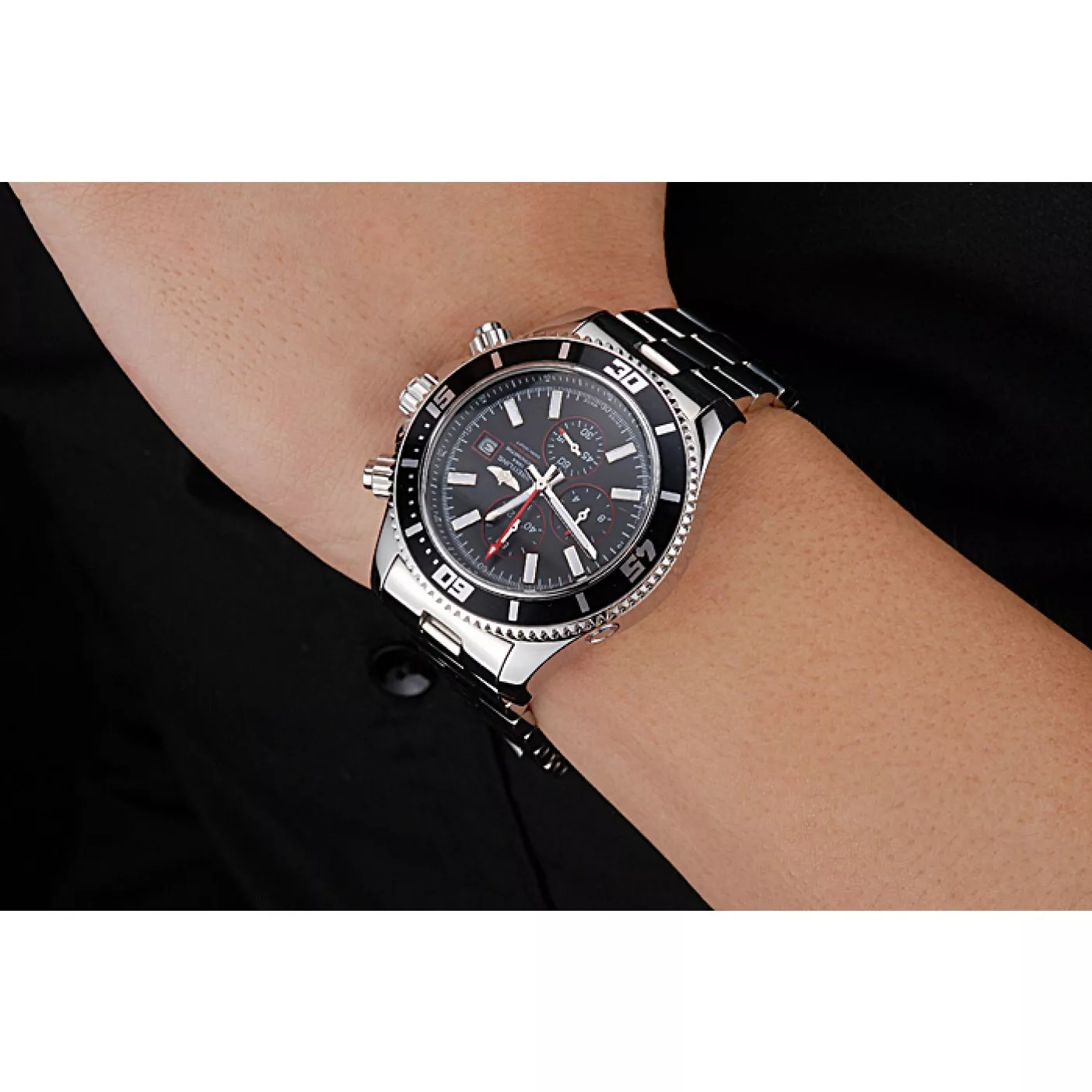 Aaa replica watch Breitling Superocean Chronograph II Black Dial Stainless Steel Bracelet 622428 0122