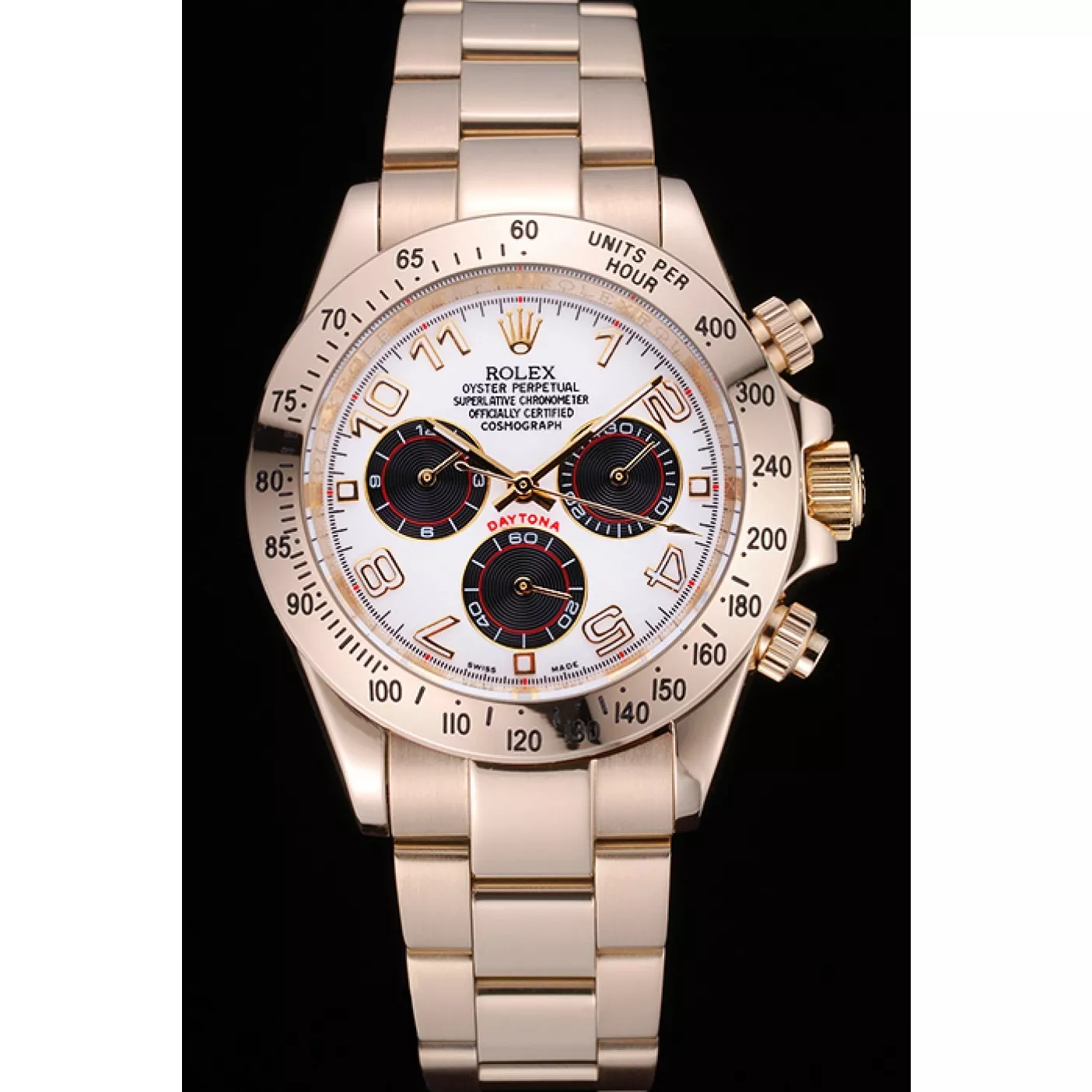 Rolex Cosmograph Daytona White with Black Subdials Gold Bracelet 622548 0130