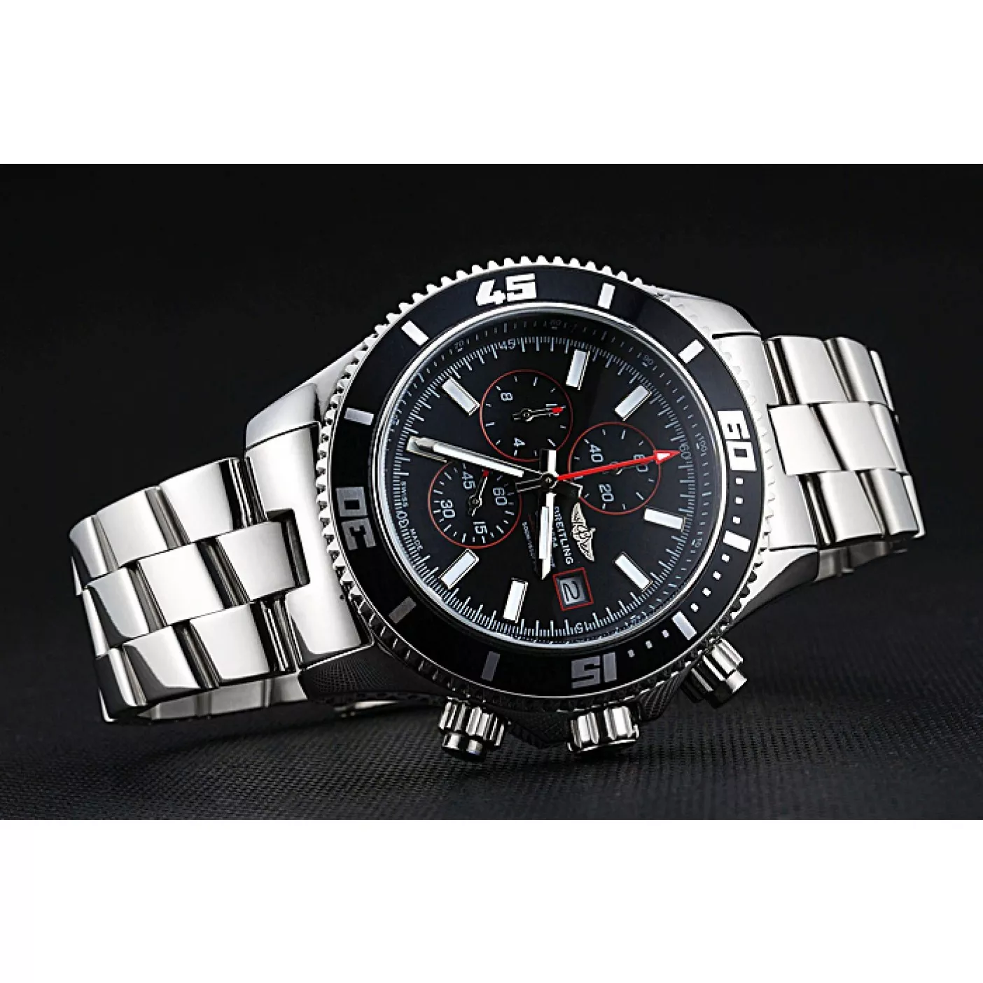 Aaa replica watch Breitling Superocean Chronograph II Black Dial Stainless Steel Bracelet 622428 0122