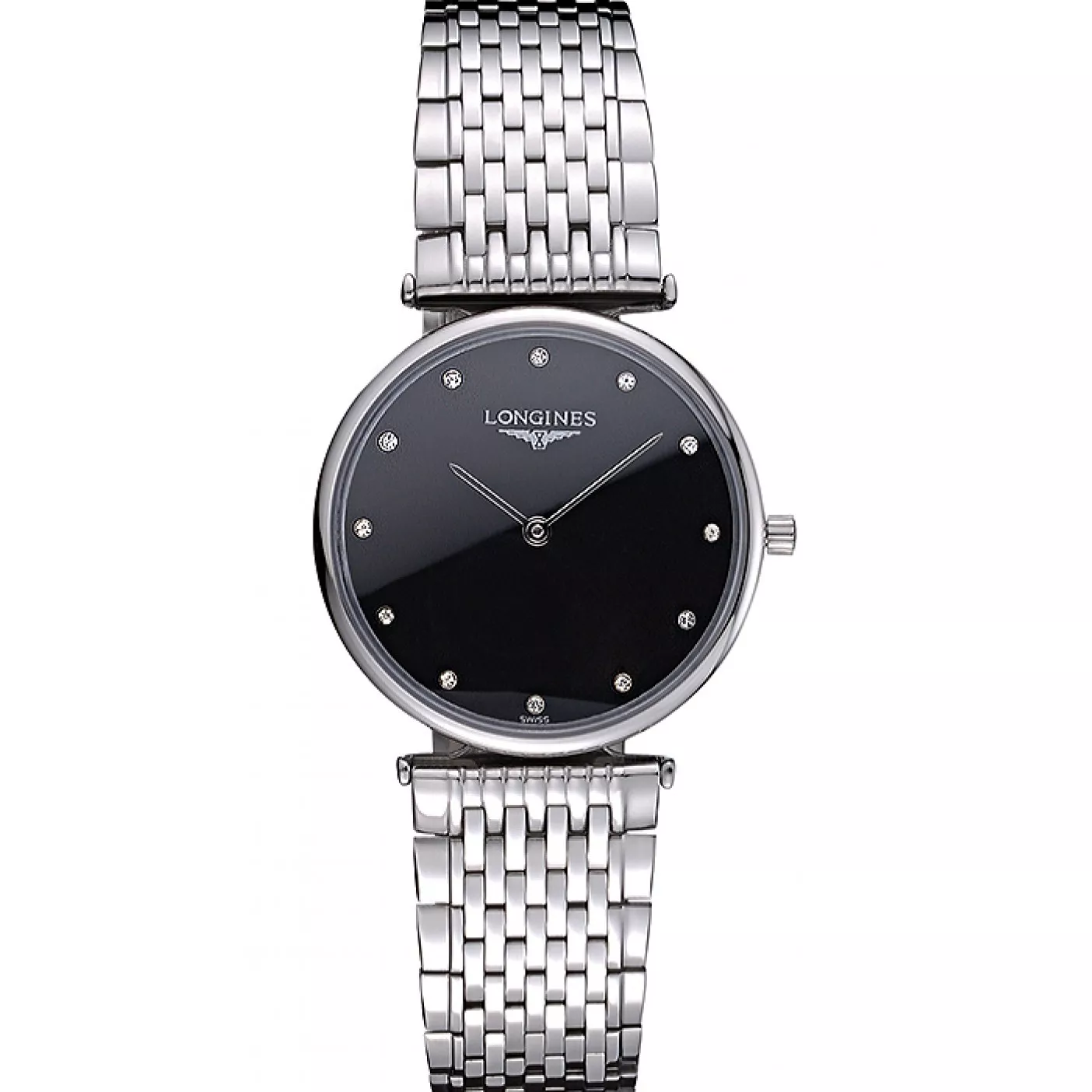 Longines La Grande Classique Stainless Steel Black Dial Diamond Markers Homme 622111 0123