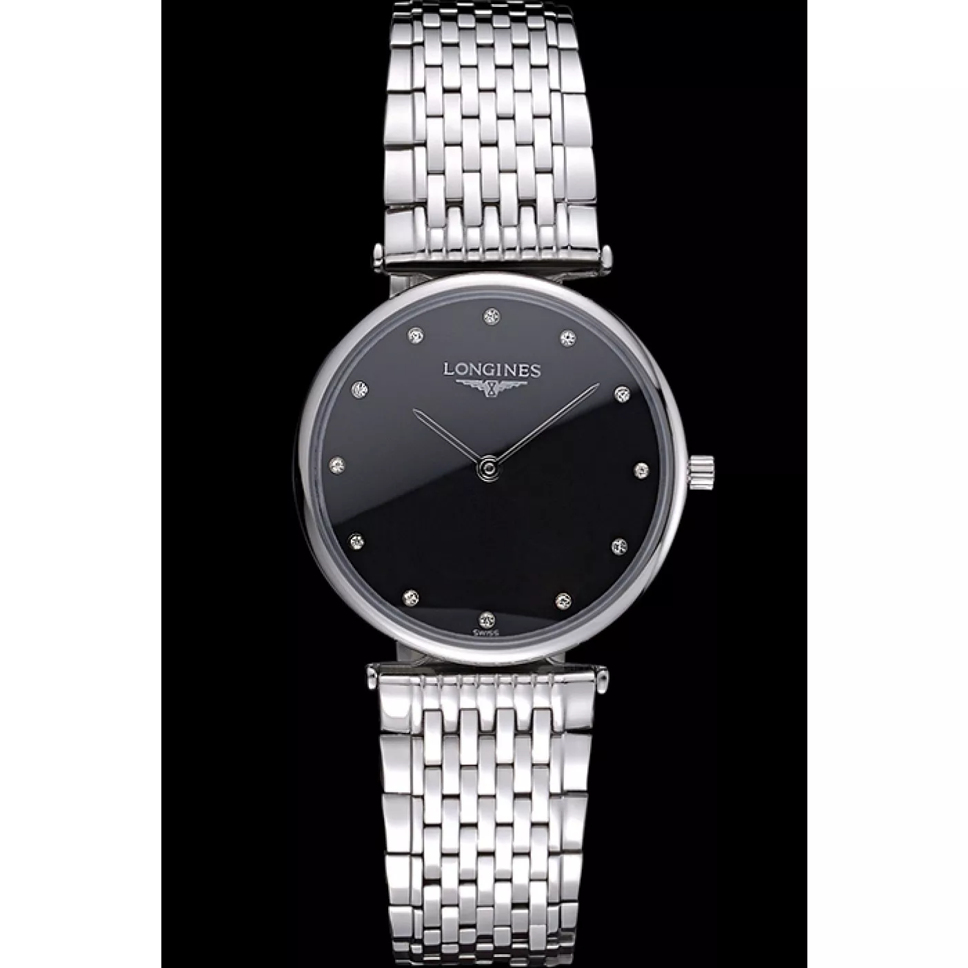 Aaa replica watch Longines La Grande Classique Stainless Steel Black Dial Diamond Markers Homme 622111 0123