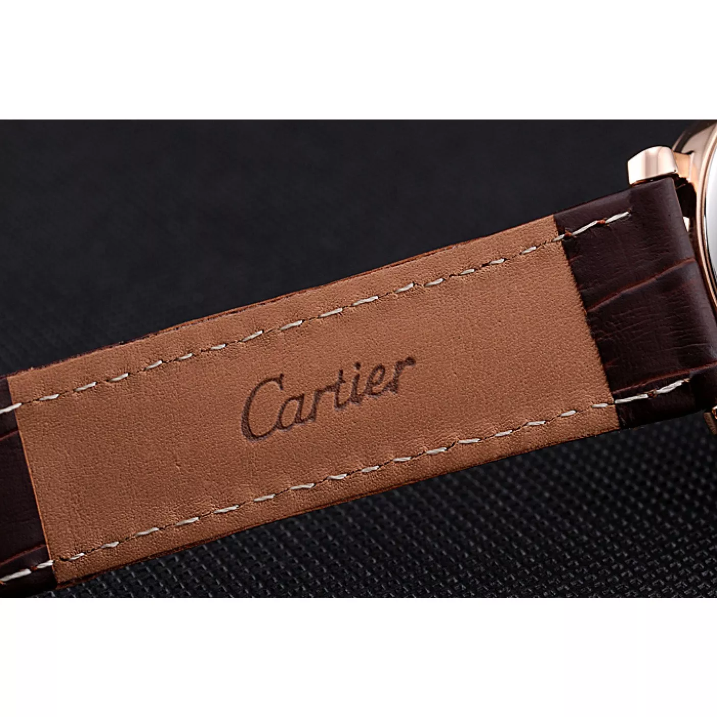 Aaa replica watch Cartier Ronde Second Time Zone White Dial Gold Case Brown Leather Strap 622801 0123