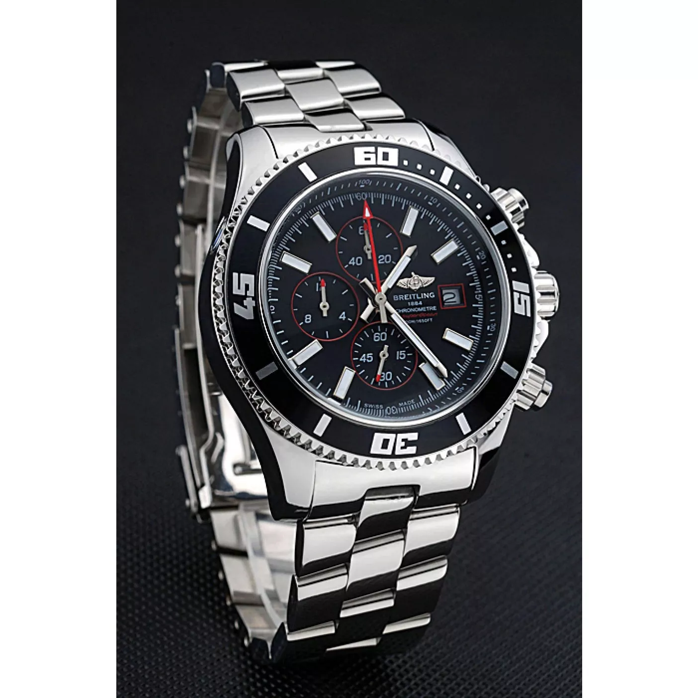 Aaa replica watch Breitling Superocean Chronograph II Black Dial Stainless Steel Bracelet 622428 0122