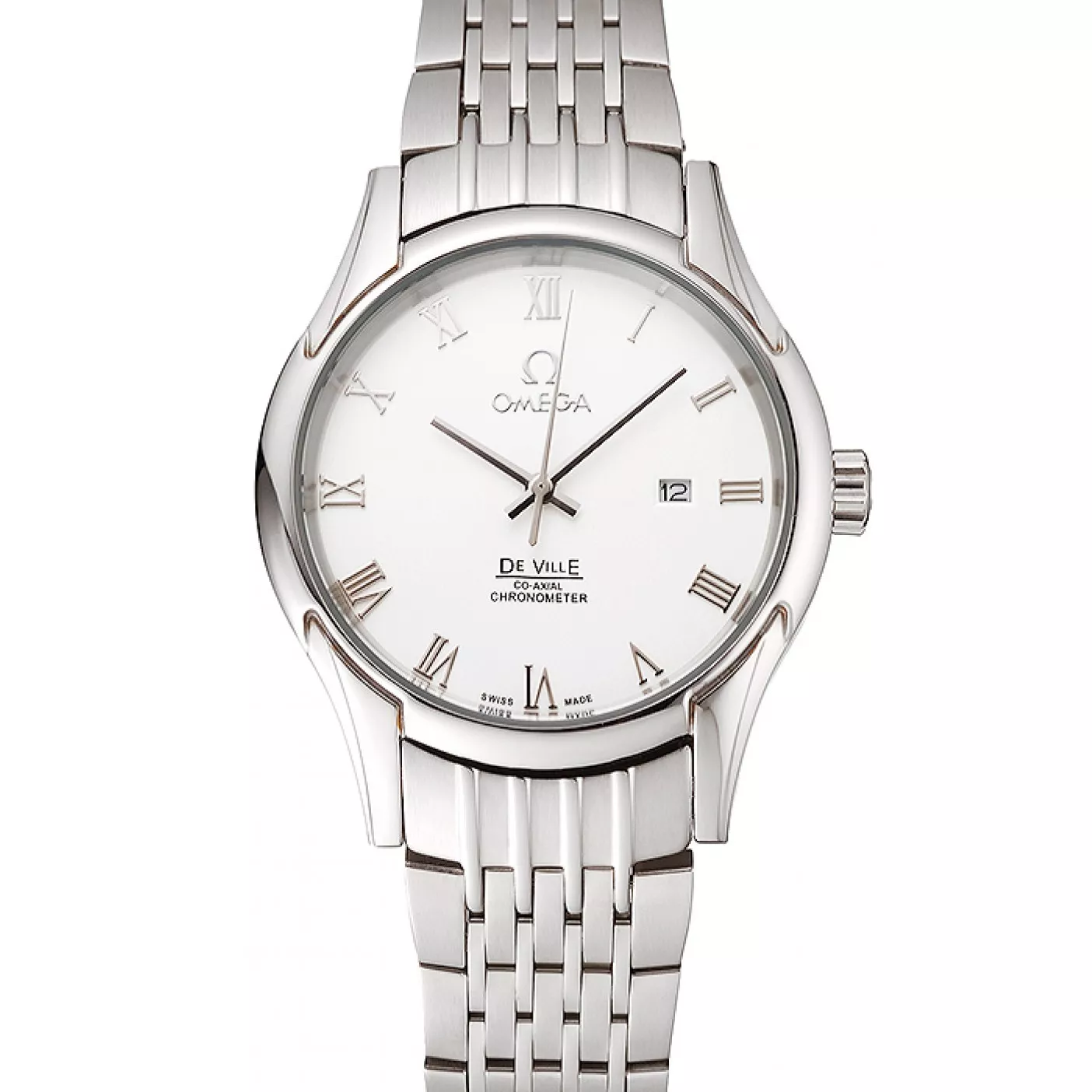 Omega De Ville White Dial Roman Numerals Stainless Steel Case And Bracelet 1453791 0120