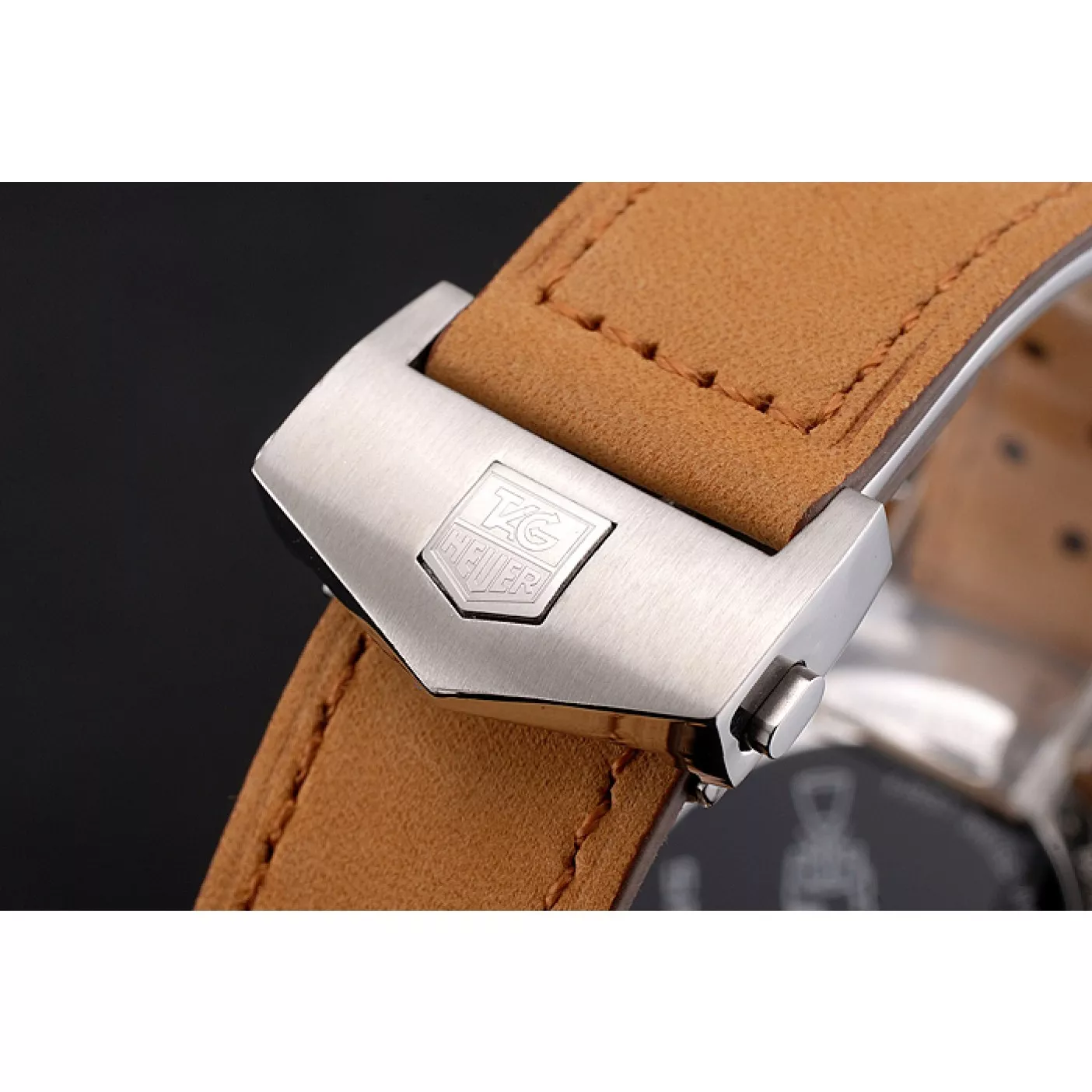 Aaa replica watch Tag Heuer Carrera SpaceX Silver Bezel with Black Dial and Light Brown Leather Strap tag264 621535 0119