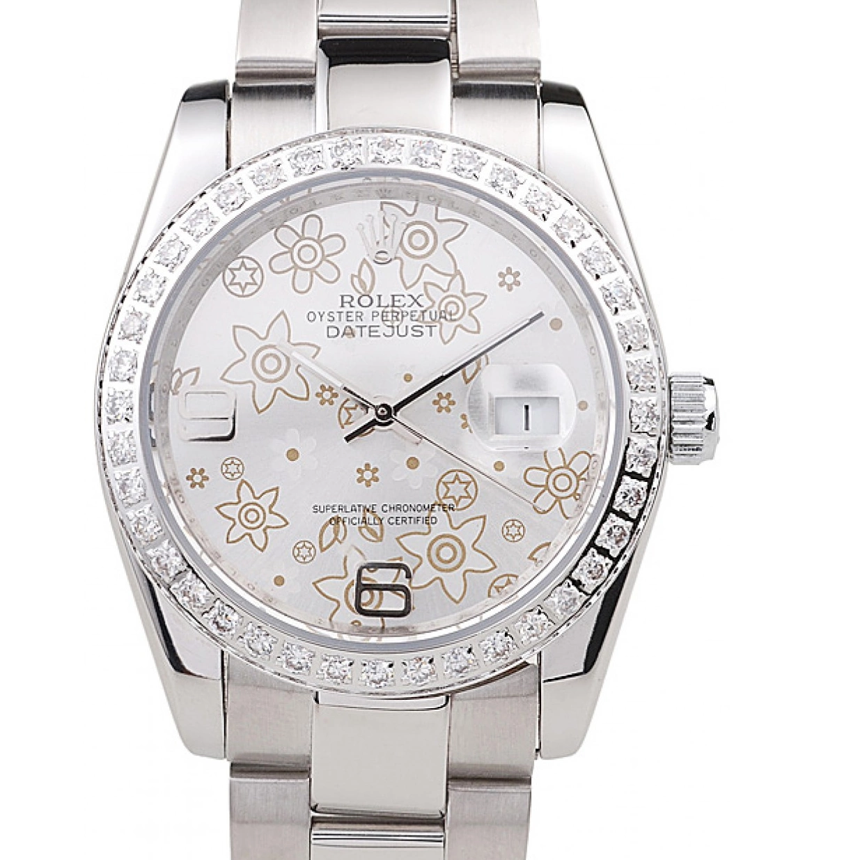 Aaa replica watch 98081 Steel Silver Datejust Flowers Polished Rolex Plated Stainless Dial Diamond 0211