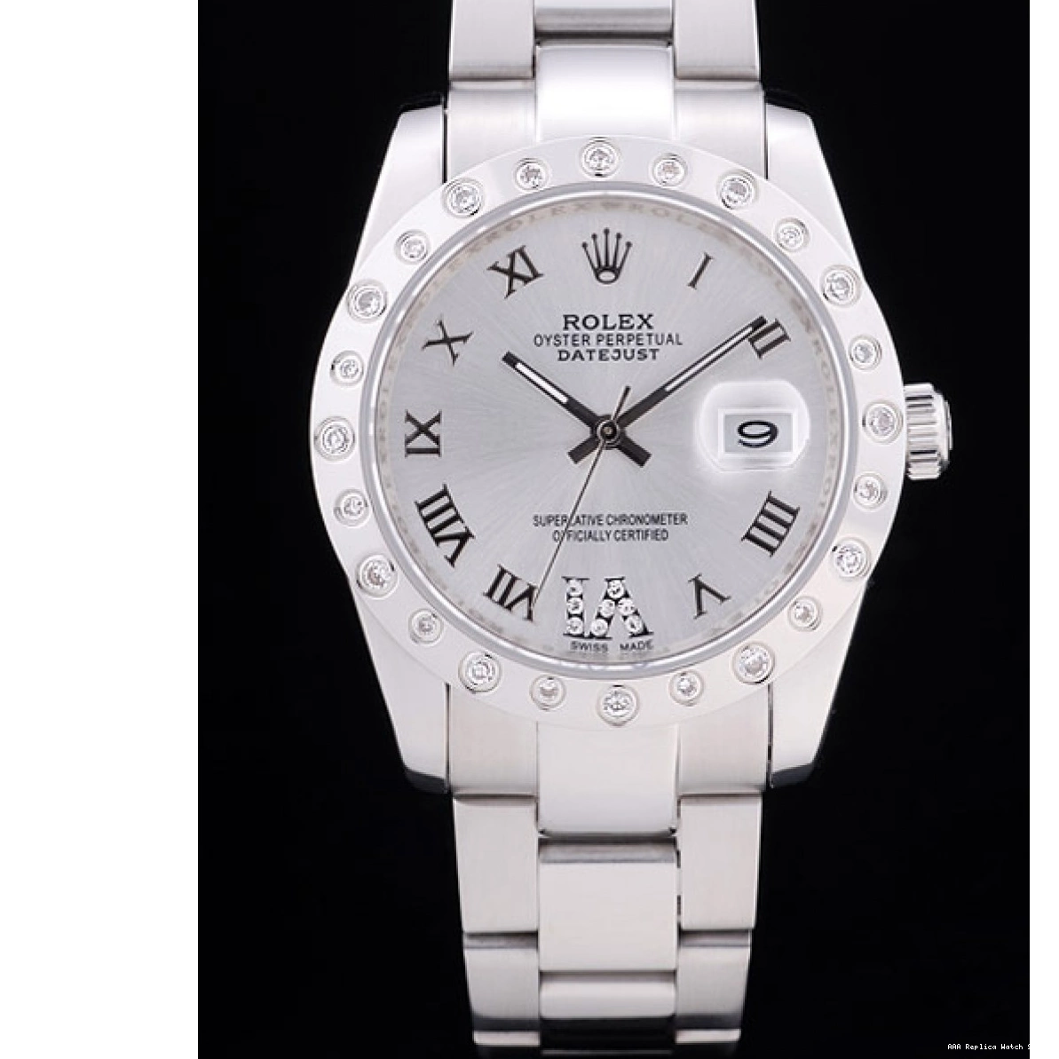 Aaa replica watch Datejust Dial Silver 7468 Rolex Bezel Diamond 0226