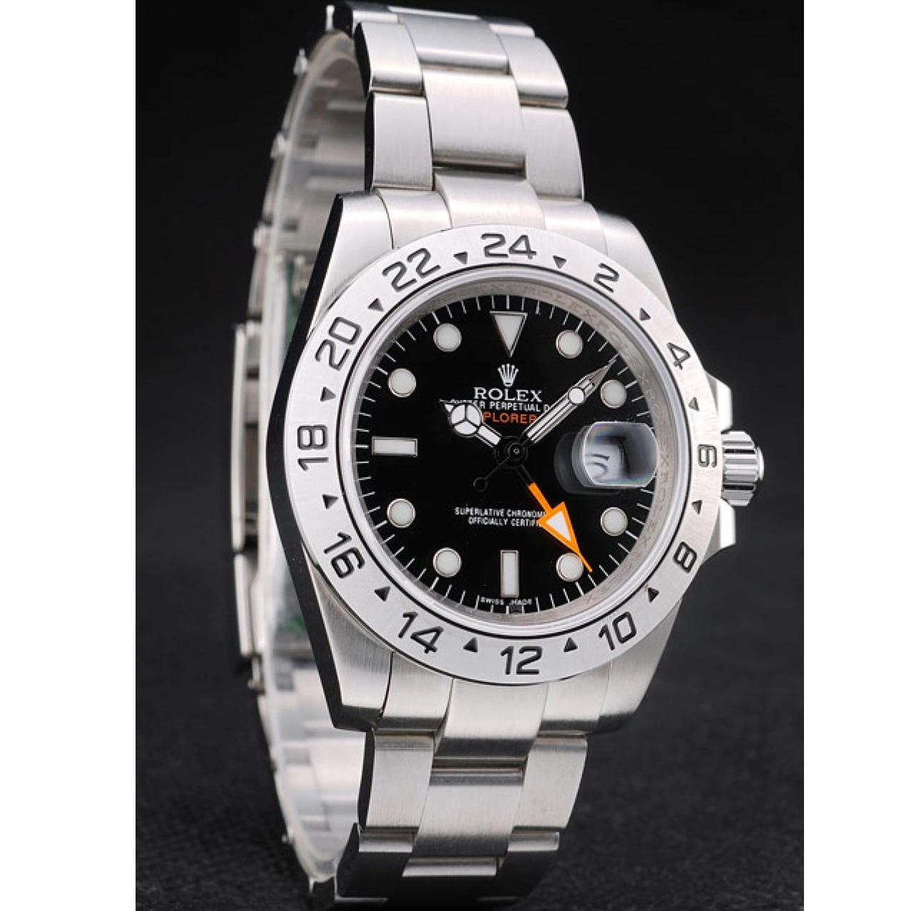 Aaa replica watch Rolex Bezel Explorer Black Dial Steel Watch Stainless 0218