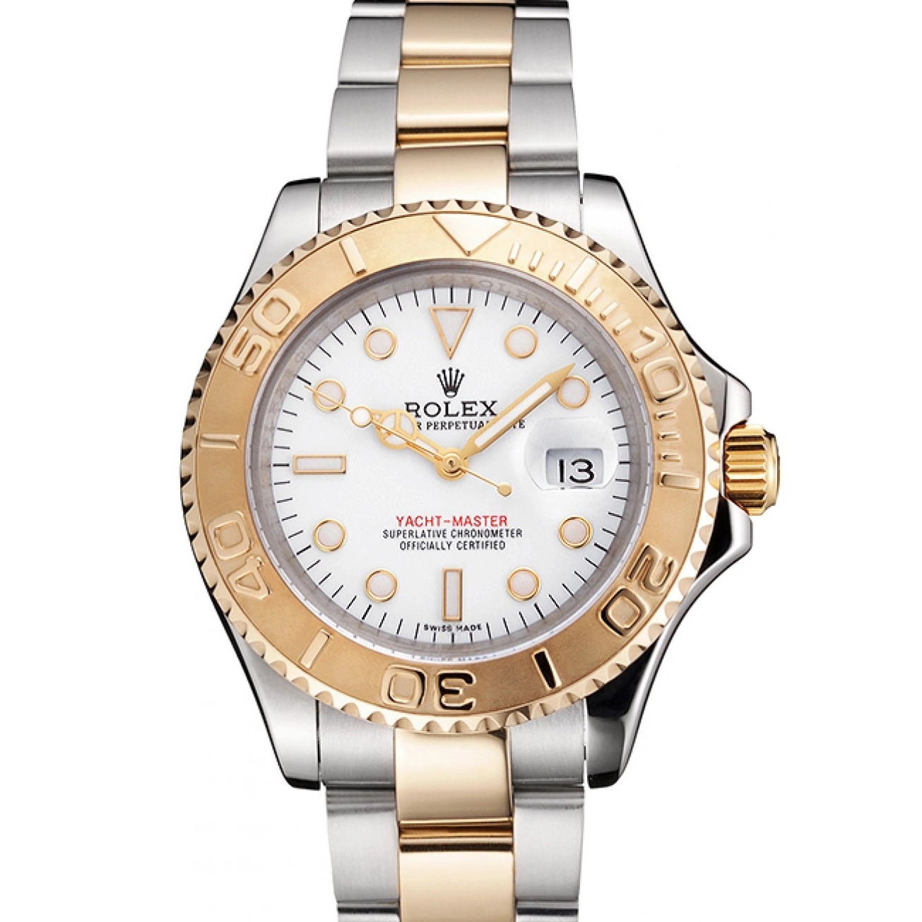 Aaa replica watch Bracelet Gold White Stainless Rolex Steel Swiss Yacht-Master Two Tone Case Dial Bezel 0208