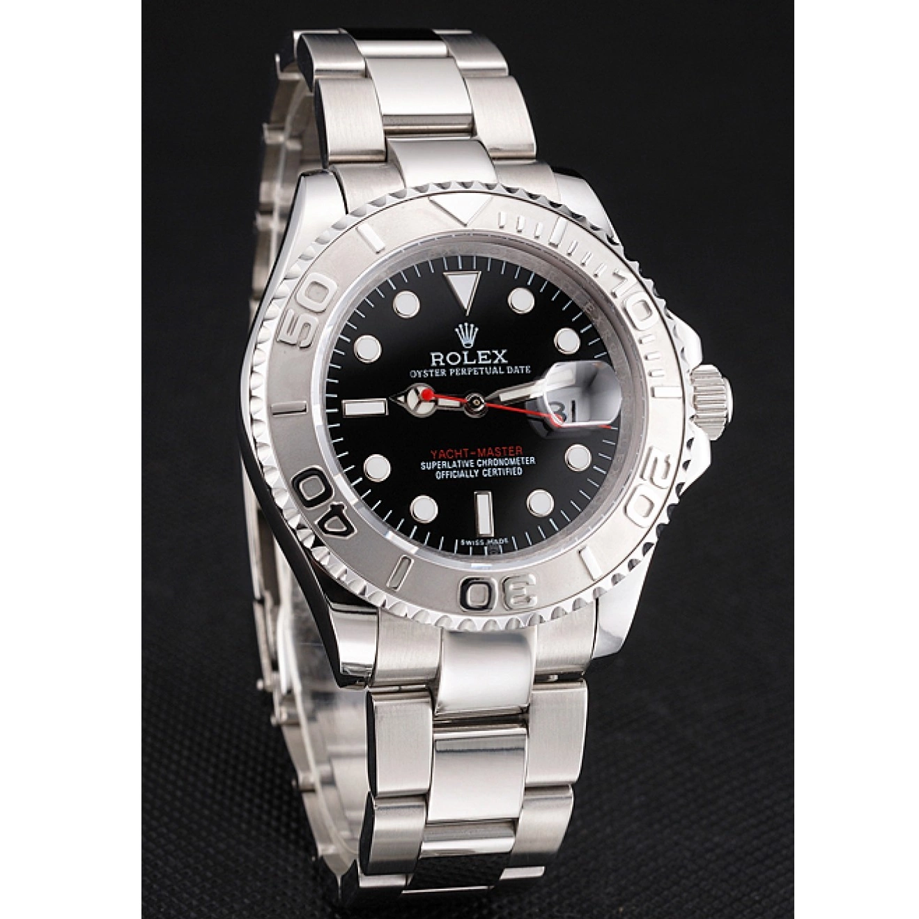 Aaa replica watch Dial Case Steel Yacht-Master Stainless And Black Bracelet Rolex Swiss 0208