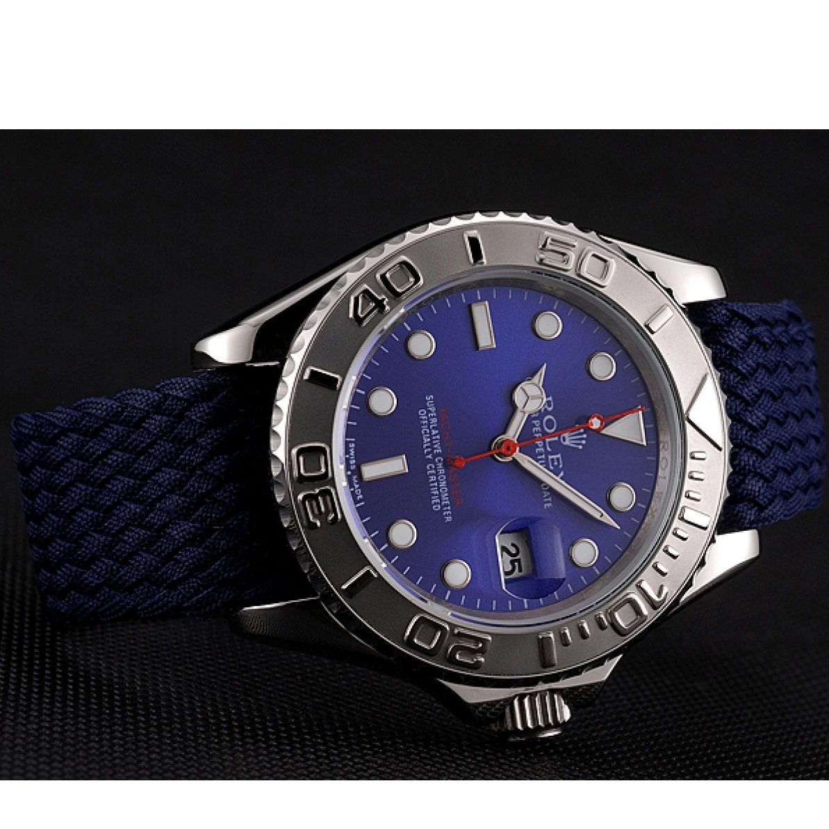 Aaa replica watch Blue Yacht Bracelet Rolex 1453868 Dial Master Fabric Blue 0226