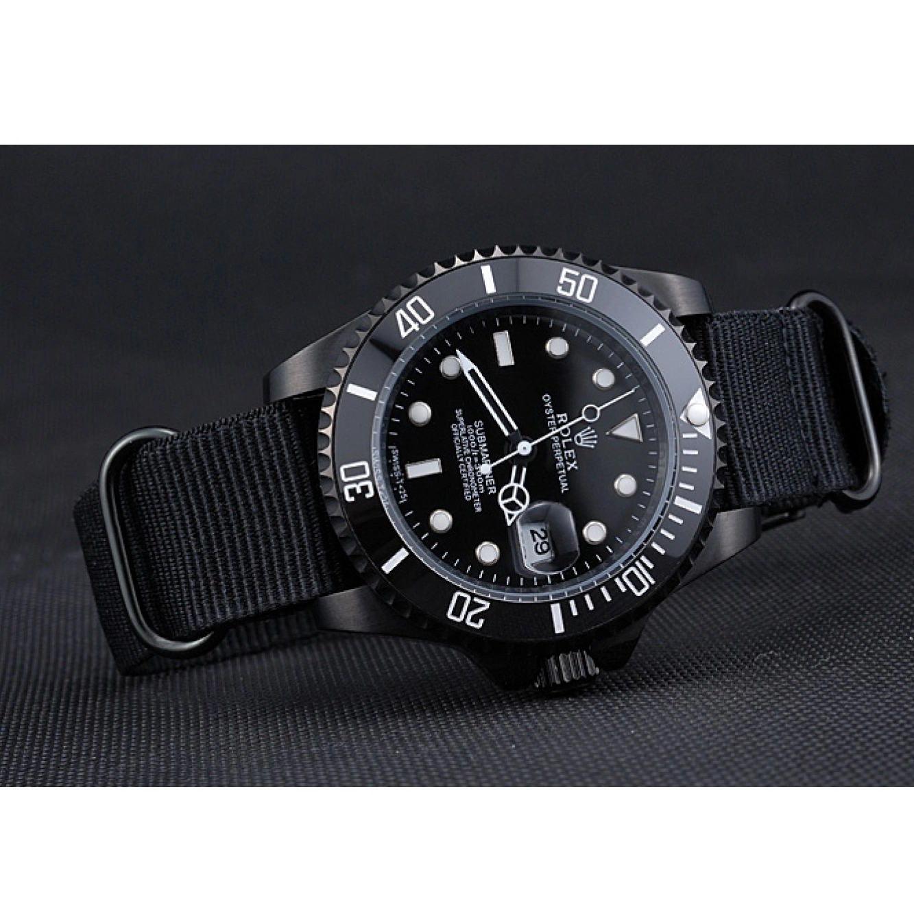 Aaa replica watch Strap Black Nylon 622006 Rolex Submariner 0216