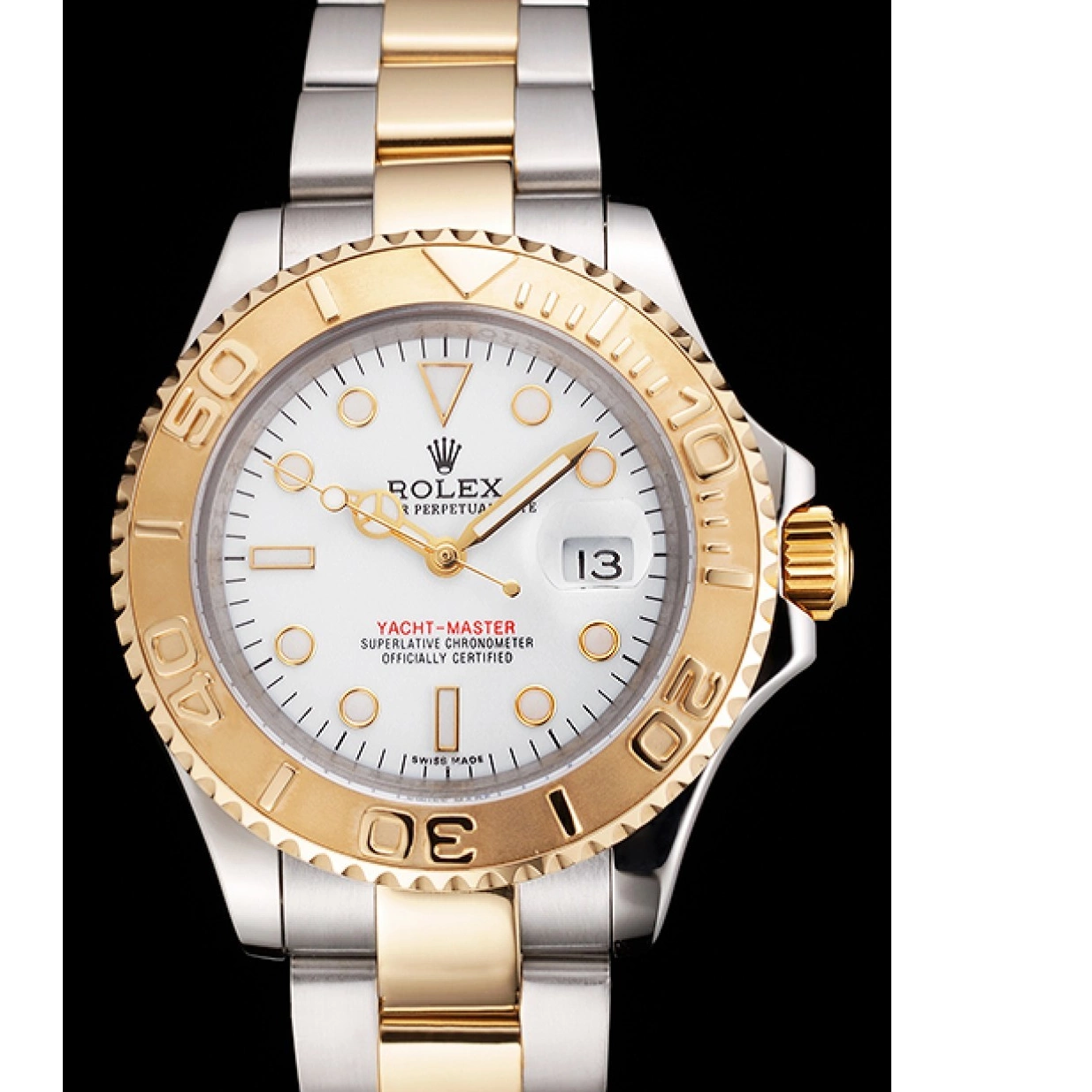 Aaa replica watch Bracelet Gold White Stainless Rolex Steel Swiss Yacht-Master Two Tone Case Dial Bezel 0208