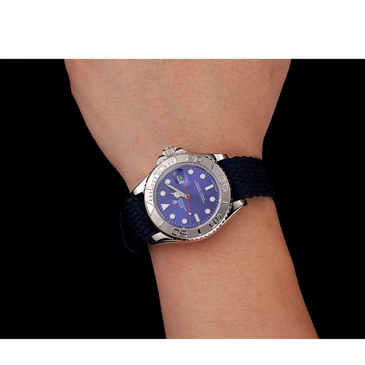 Aaa replica watch Blue Yacht Bracelet Rolex 1453868 Dial Master Fabric Blue 0226