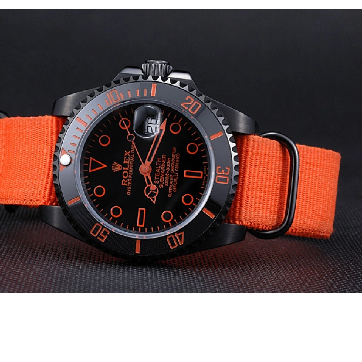 Aaa replica watch Orange Strap Submariner Nylon 622011 Stealth Rolex 0221