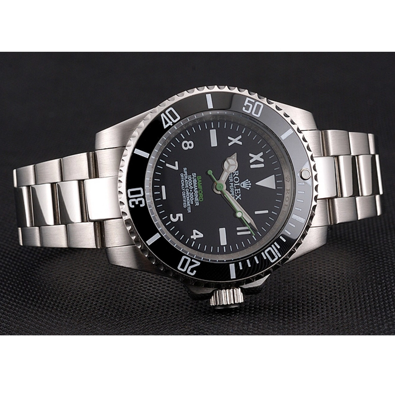 Aaa replica watch Dial With Numerals Rolex Stainless Black Black Bamford Steel Roman Submariner Case Bracelet And Bezel 0221