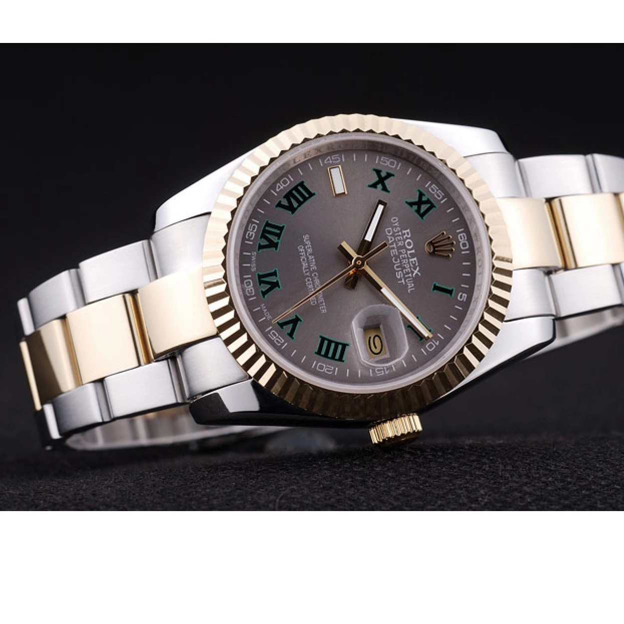 Aaa replica watch Grey Bezel 7460 Ribbed Datejust Dial Rolex 0220