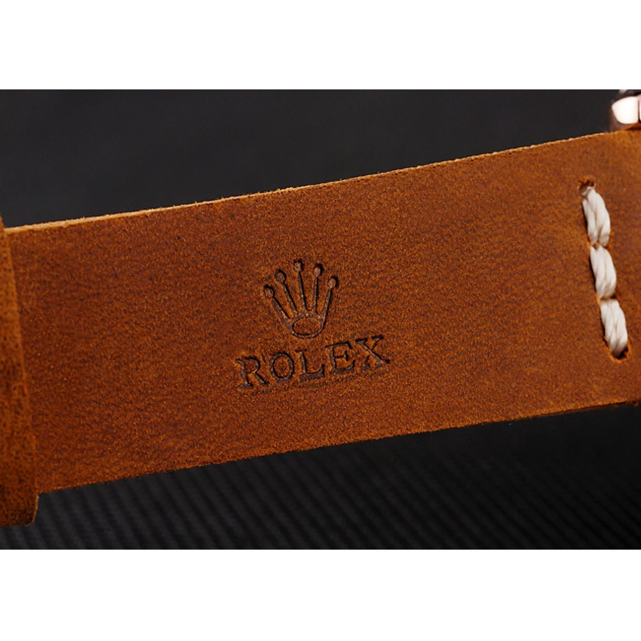 Aaa replica watch Case 1453861 Bracelet Rose Brown Leather Black Yacht Gold Dial Master Rolex 0225