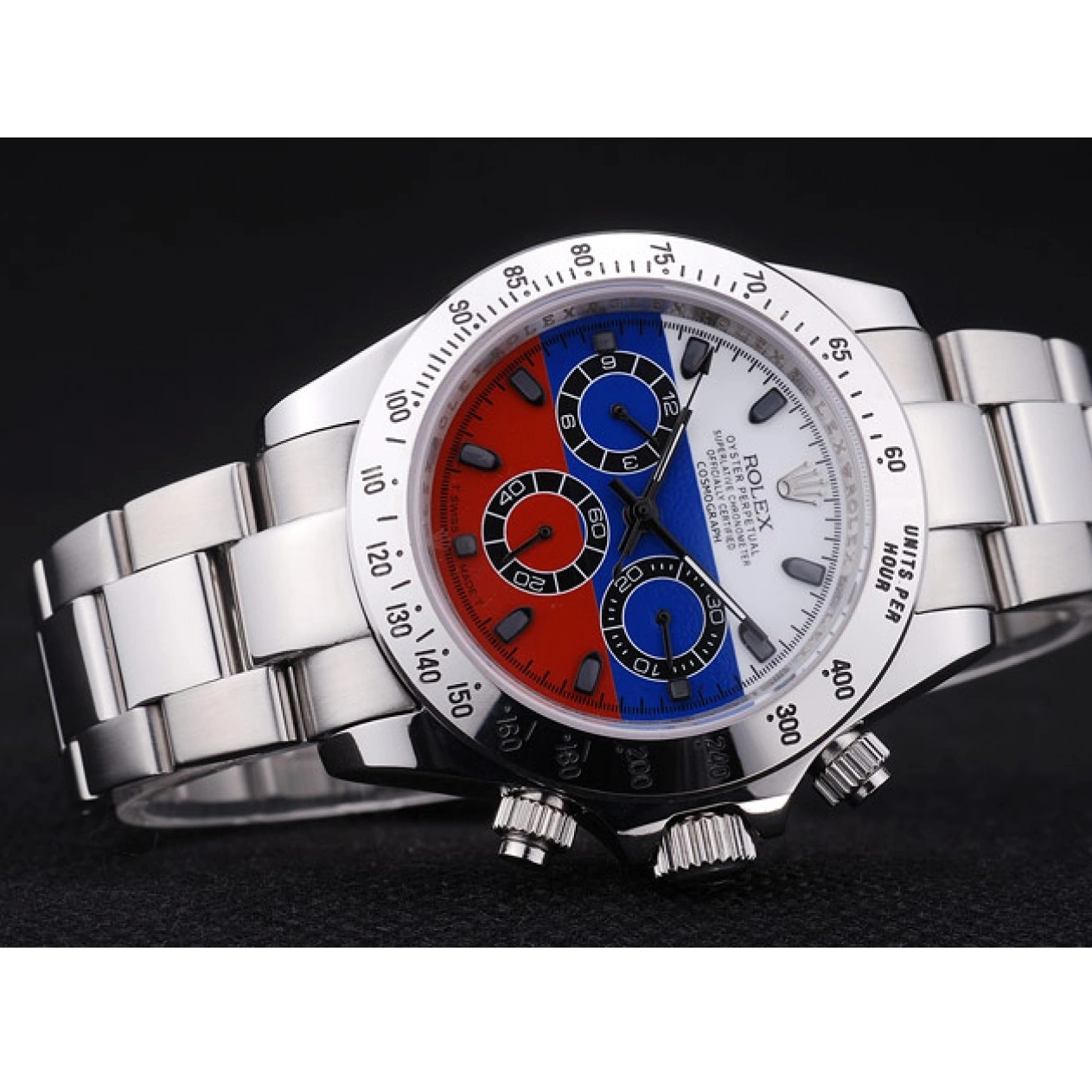 Aaa replica watch Flag Cosmograph Bracelet 7473 Daytona Dial Rolex Silver Russian 0209