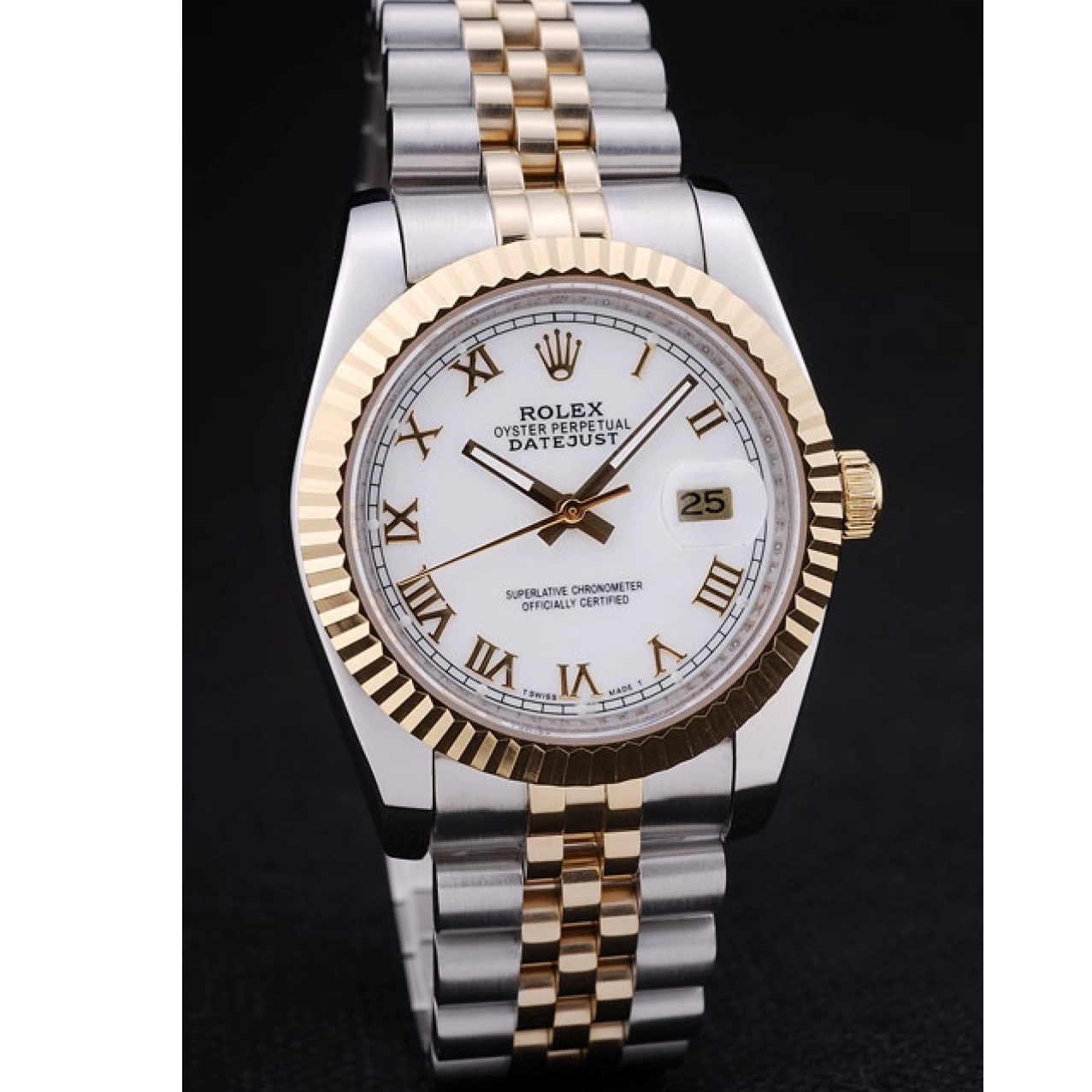 Aaa replica watch Ribbed Dial Bezel Datejust White 7451 Rolex 0227