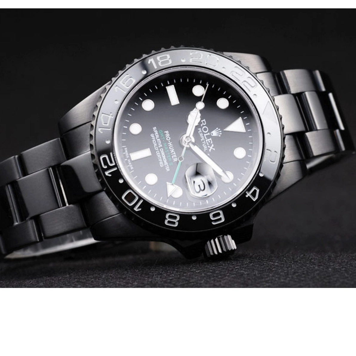 Aaa replica watch Steel Master Dial Black Black Rolex II Pro-Hunter GMT Swiss Strap 0220