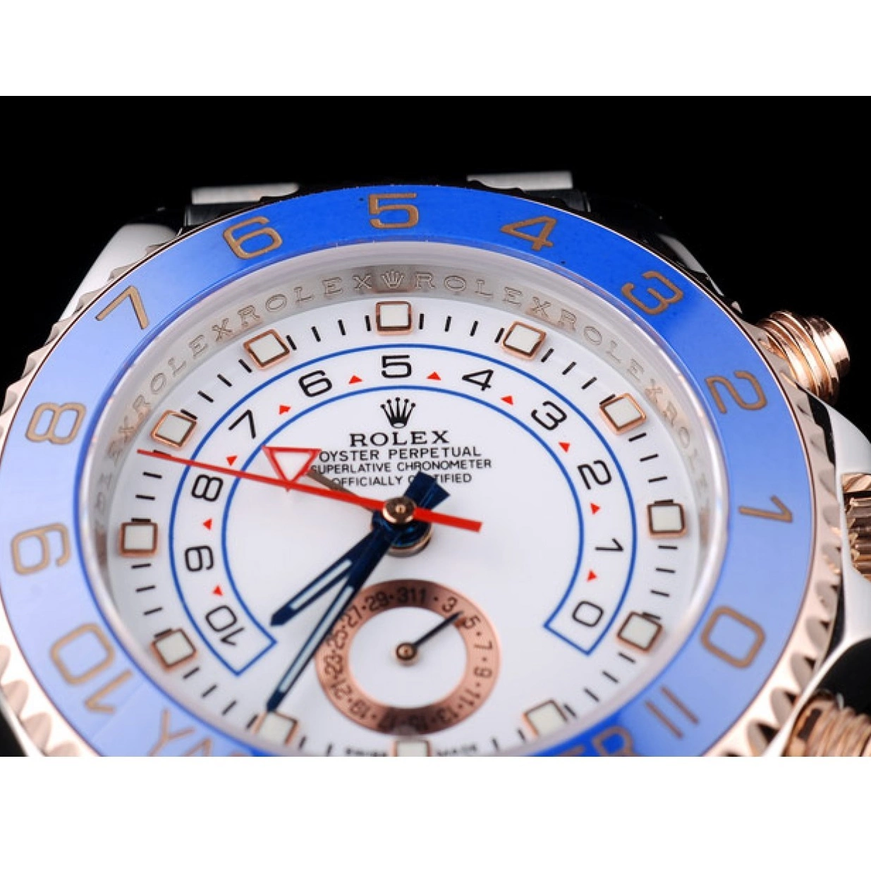 Aaa replica watch Bezel Dial Rolex Ceramic Watch Yachtmaster White Blue 0222