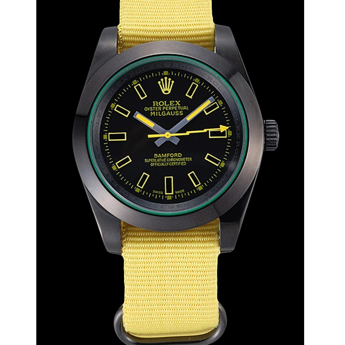 Aaa replica watch Strap Rolex Bamford 621999 Nylon Milgauss Yellow 0226