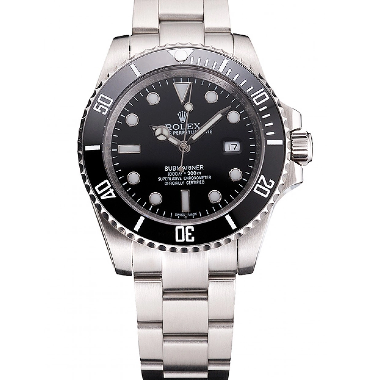 Dial Submariner Swiss Steel Case Bezel Stainless Rolex Bracelet Black Small Date And And 0226