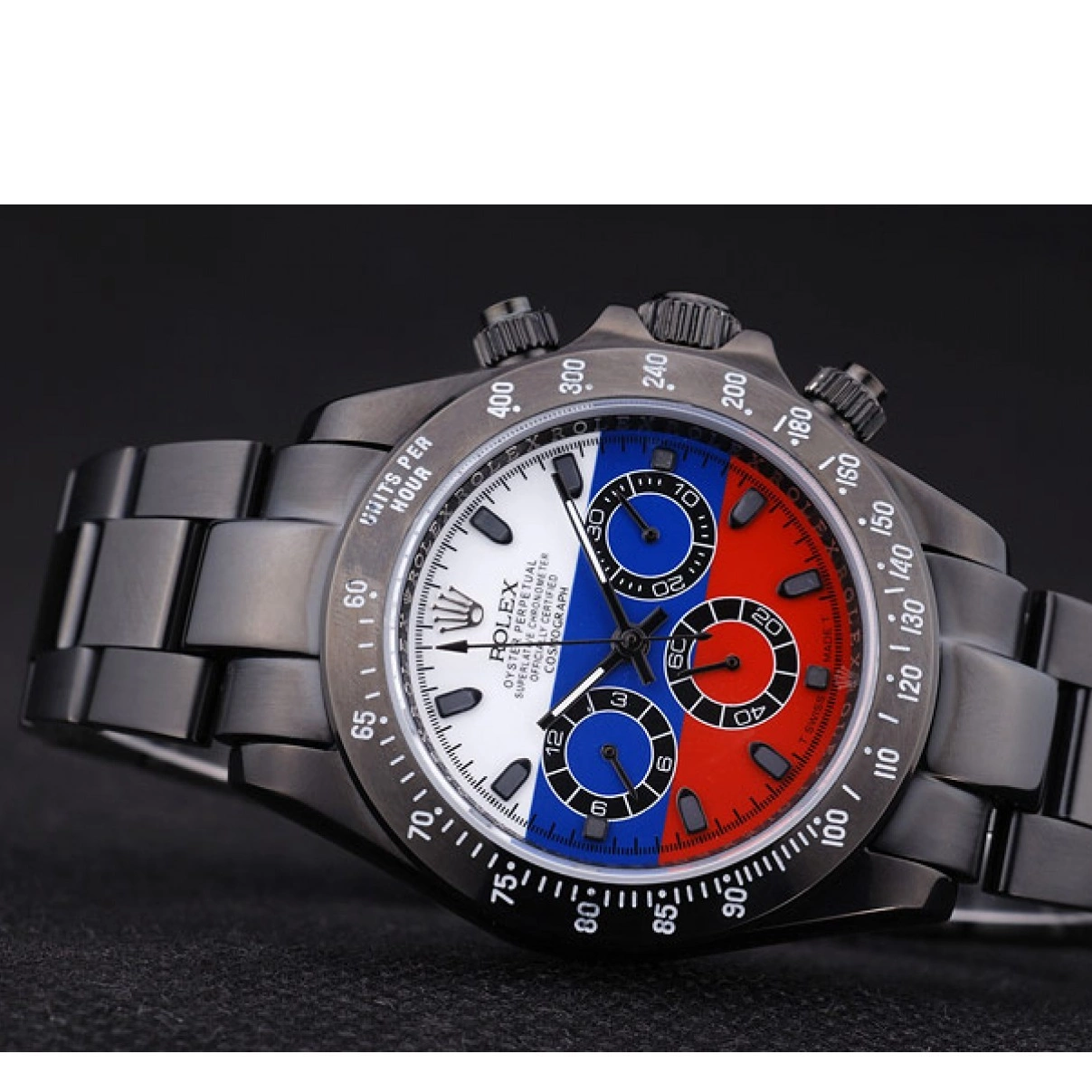 Aaa replica watch Rolex Cosmograph Bracelet Russian Daytona Black 7472 Dial Flag 0208