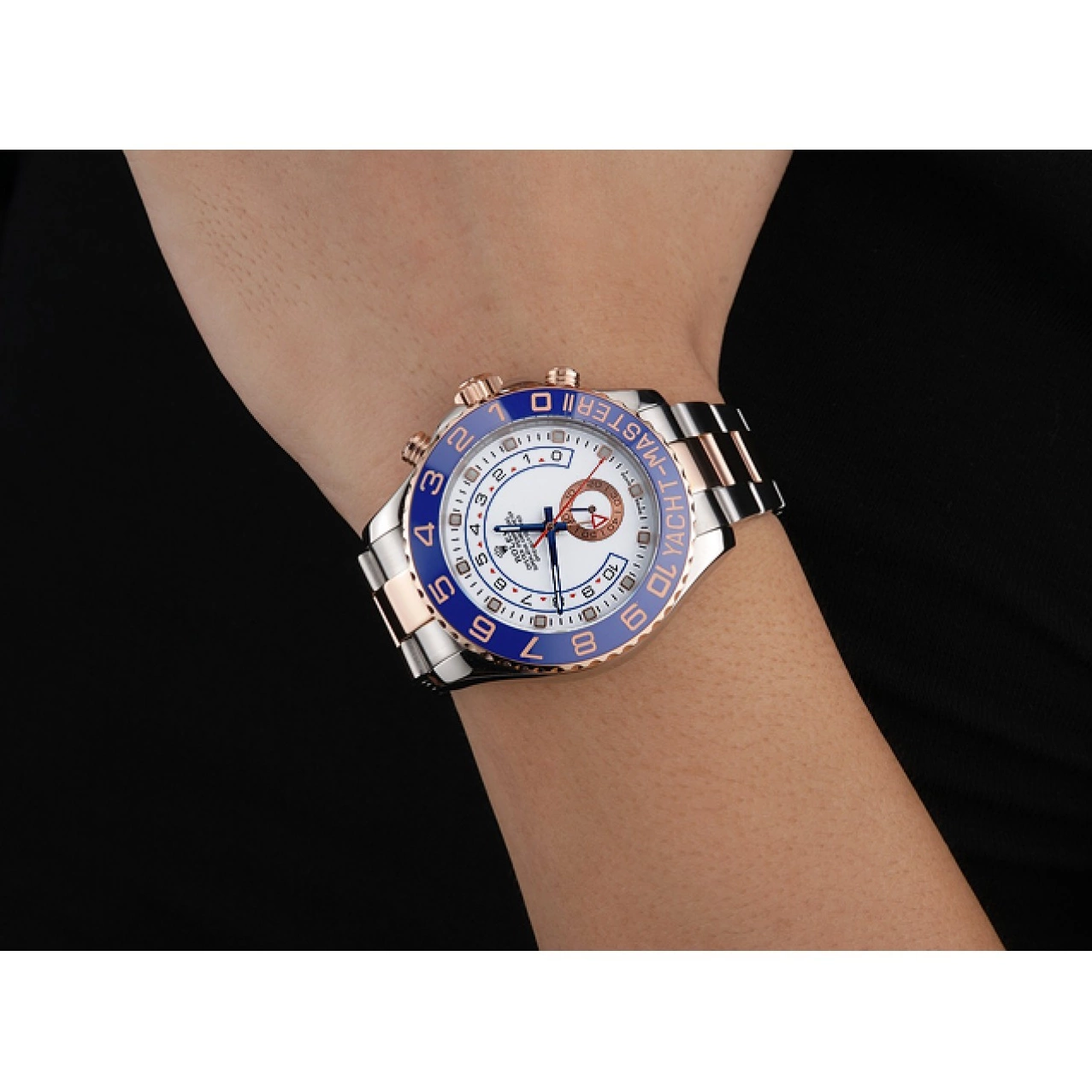 Aaa replica watch Rose Bracelet 622270 Blue Yacht-Master II Rolex and Dial White Steel Bezel Gold Stainless 0213