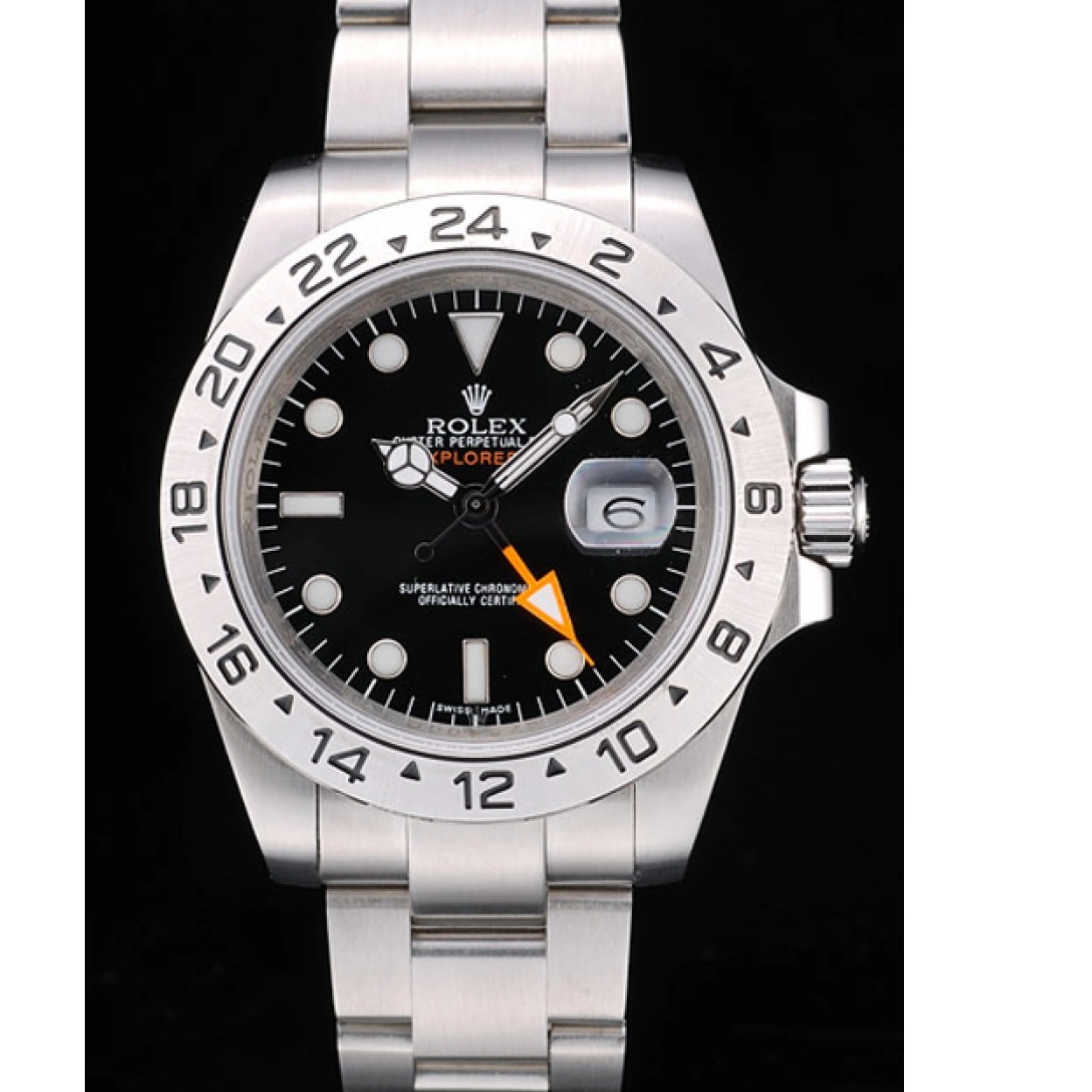 Aaa replica watch Rolex Bezel Explorer Black Dial Steel Watch Stainless 0218