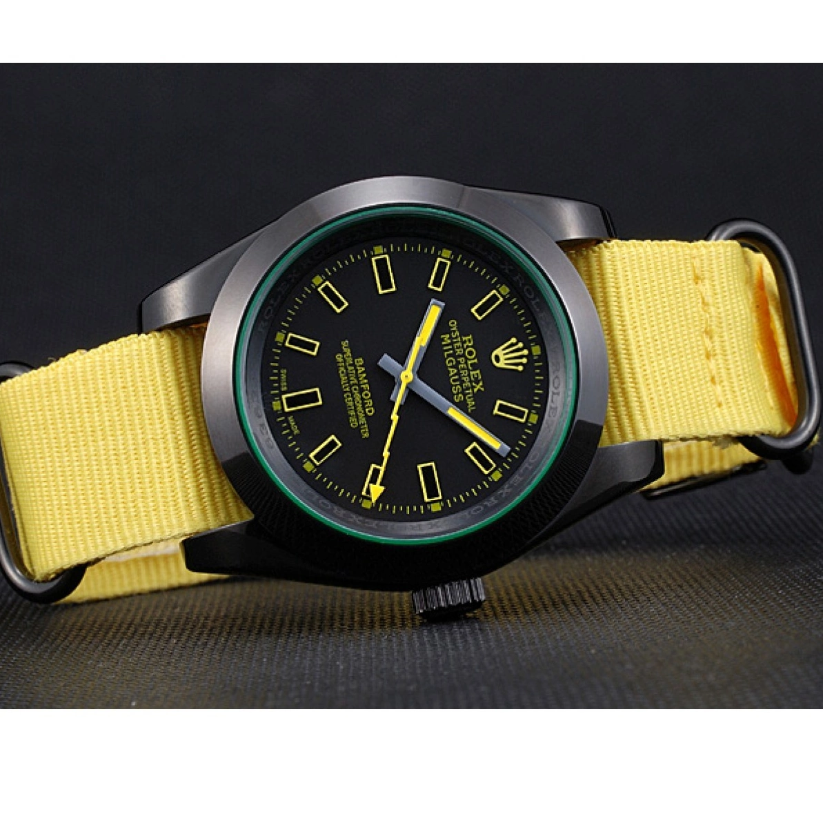 Aaa replica watch Strap Rolex Bamford 621999 Nylon Milgauss Yellow 0226