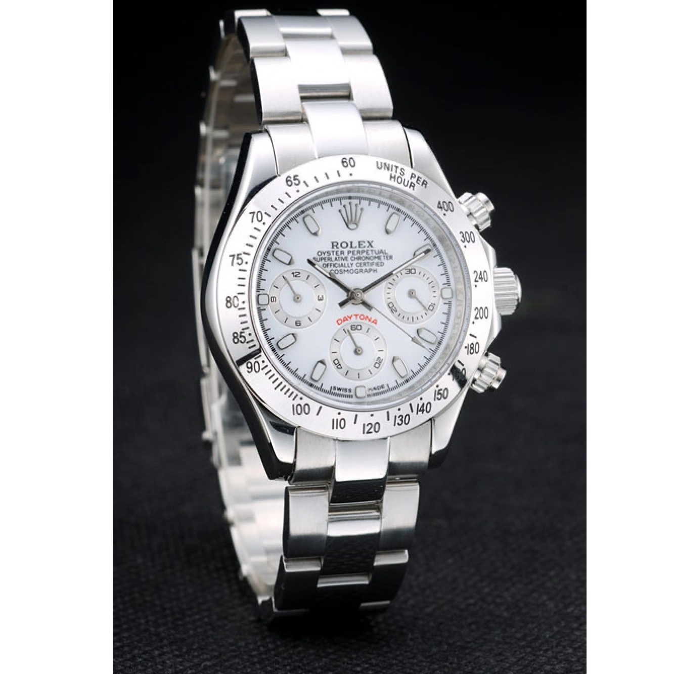 Aaa replica watch Rolex Case Lady White Steel Dial Tachymeter Stainless Daytona 0220