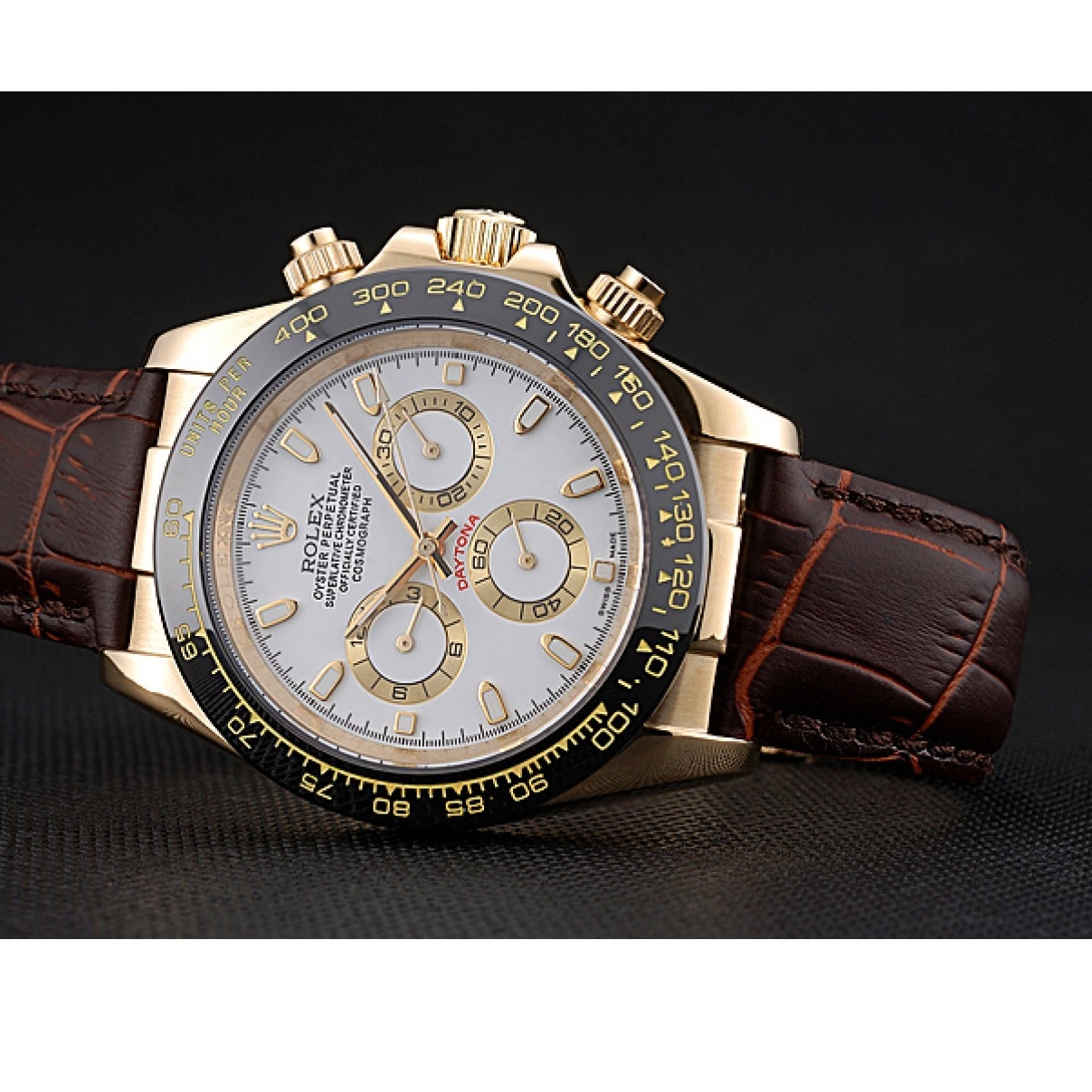 Aaa replica watch Cosmograph White 622633 Brown Bracelet Dial Leather Case Rolex Daytona Gold 0219