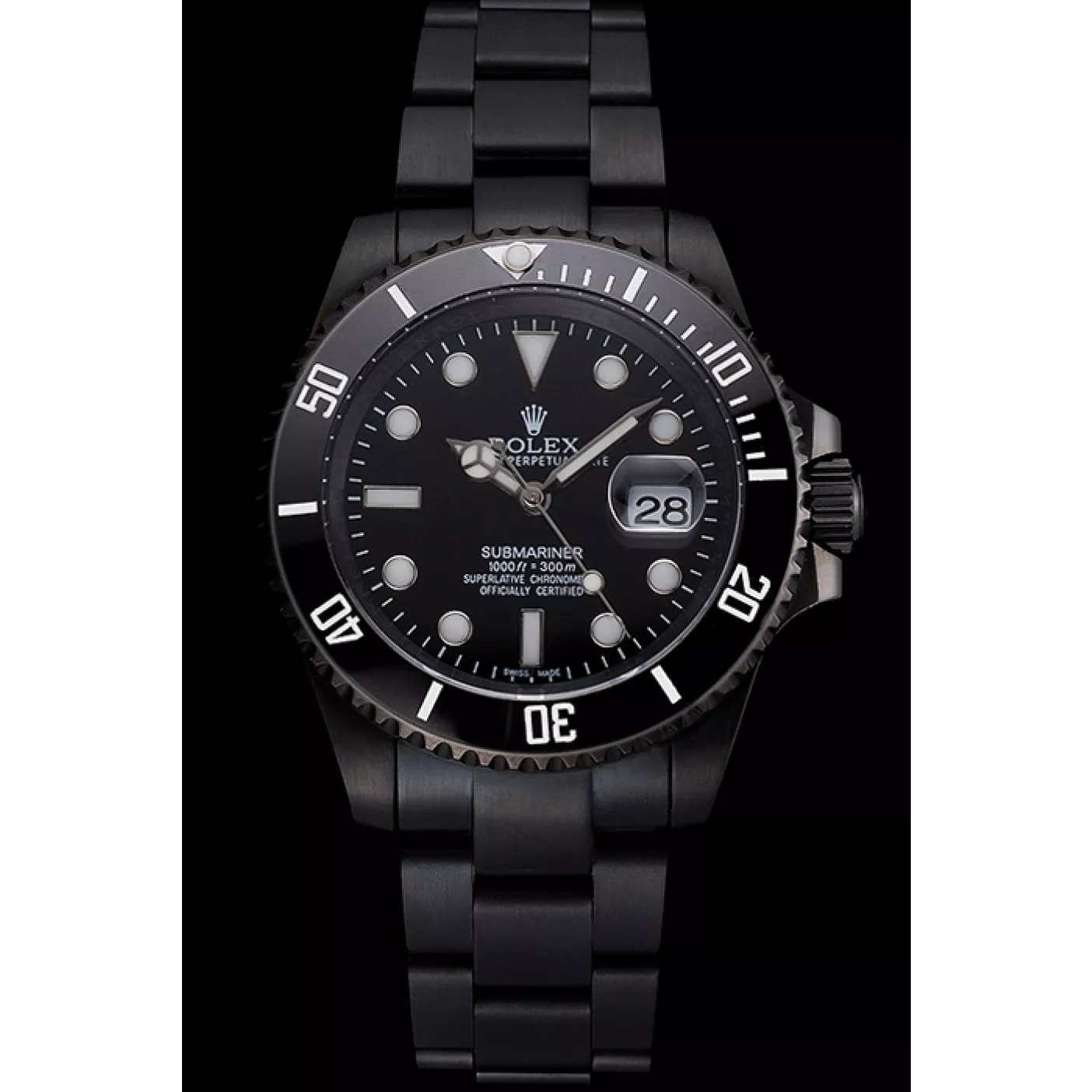 Aaa replica watch Swiss Rolex Submariner Date Black Dial And Bezel Black PVD Case And Bracelet 0206