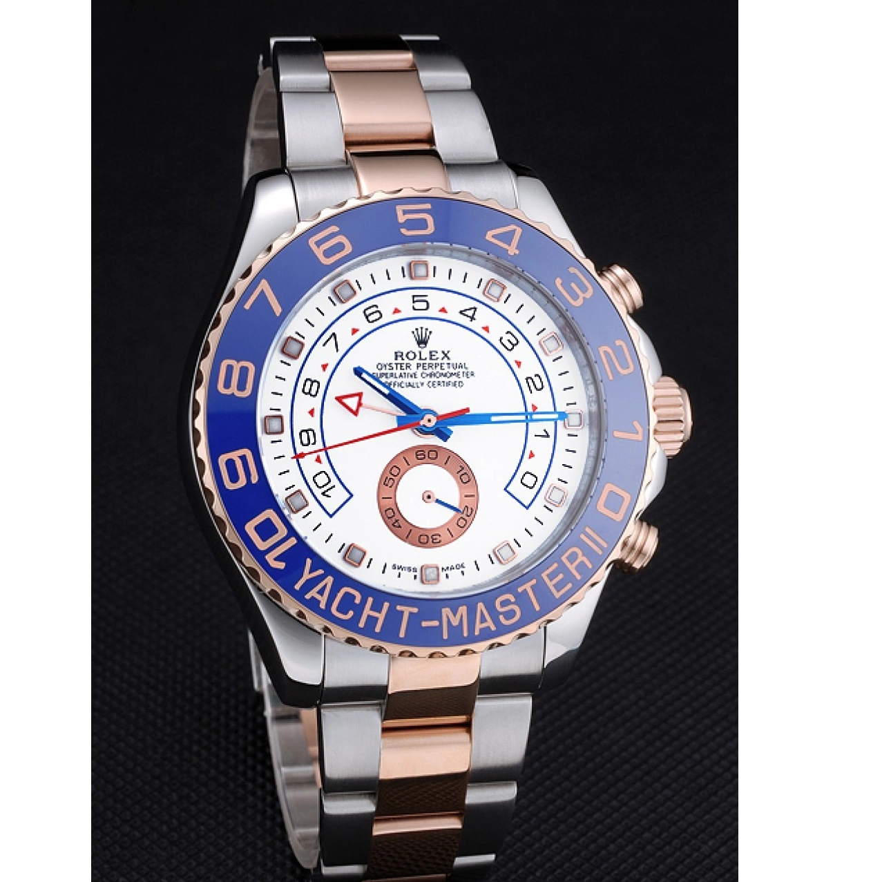 Aaa replica watch Rose Bracelet 622270 Blue Yacht-Master II Rolex and Dial White Steel Bezel Gold Stainless 0213