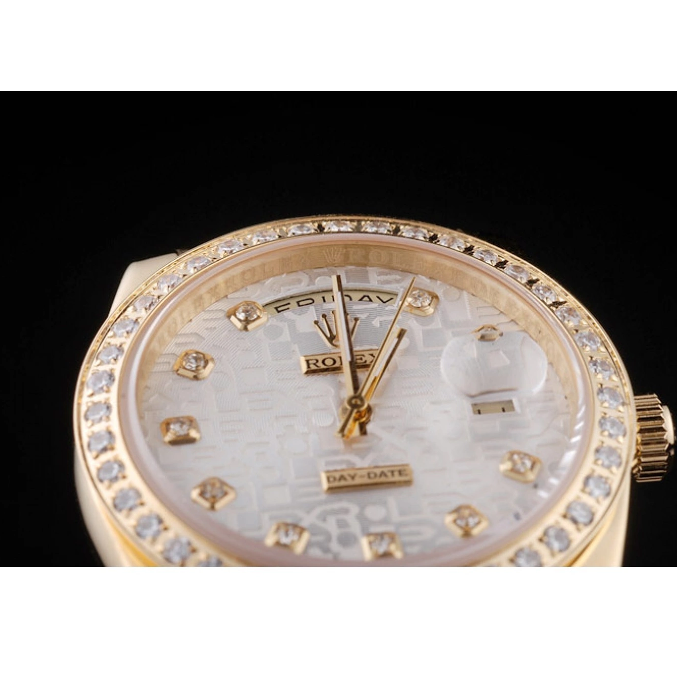 Aaa replica watch Steel 18k White Day-Date Rolex Yellow Plated Dial Stainless Gold 0211