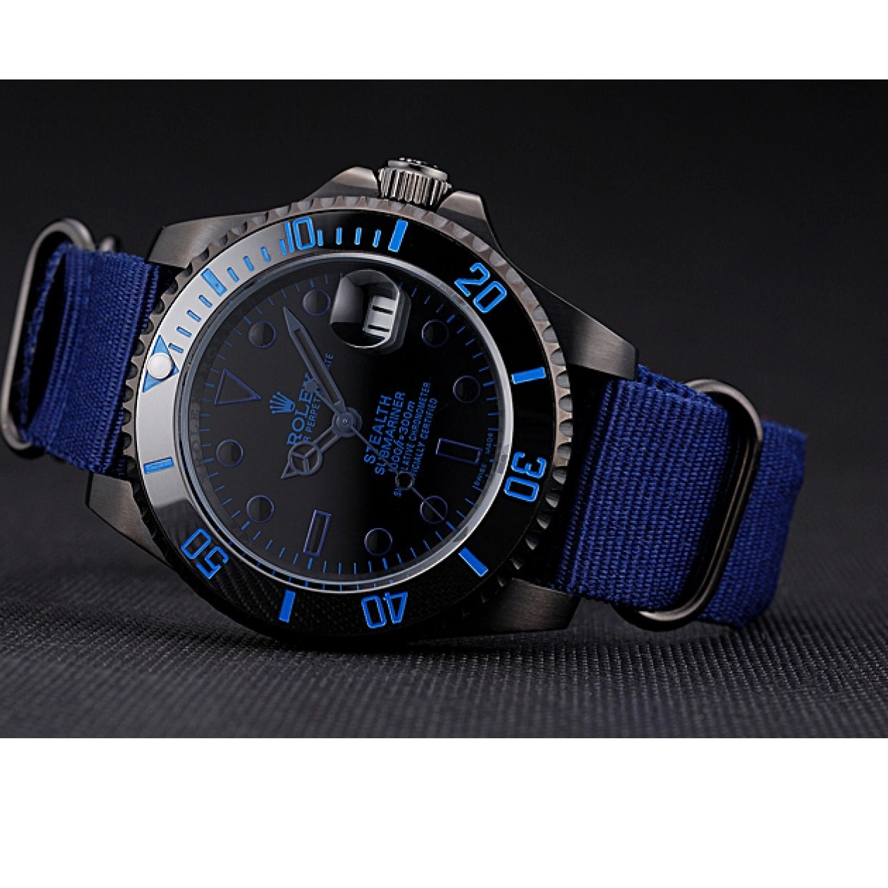 Aaa replica watch Blue Rolex Submariner 622008 Nylon Stealth Strap 0213