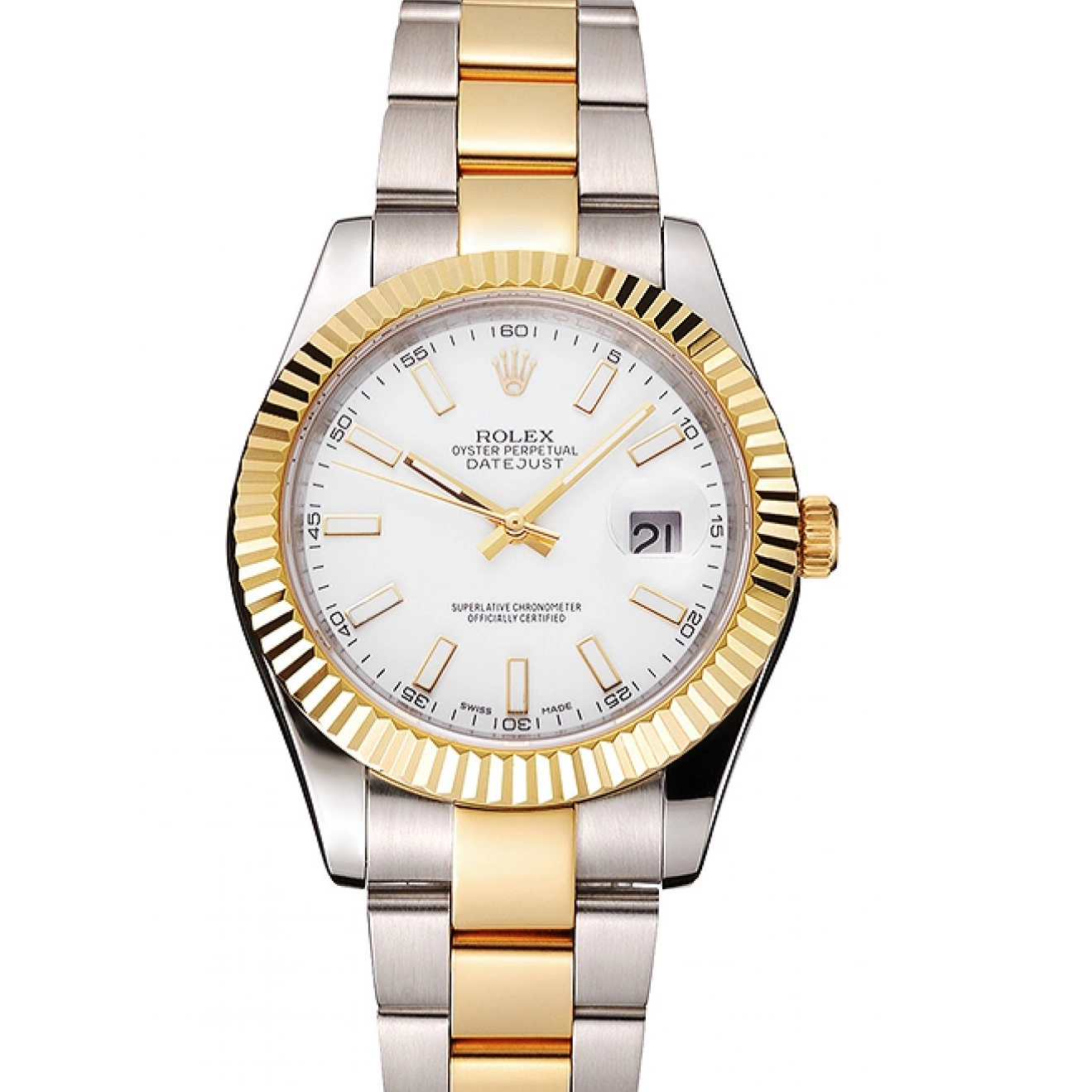 Aaa replica watch Two Steel Dial Rolex Tone White Stainless Gold Bracelet Case Swiss Datejust 0213