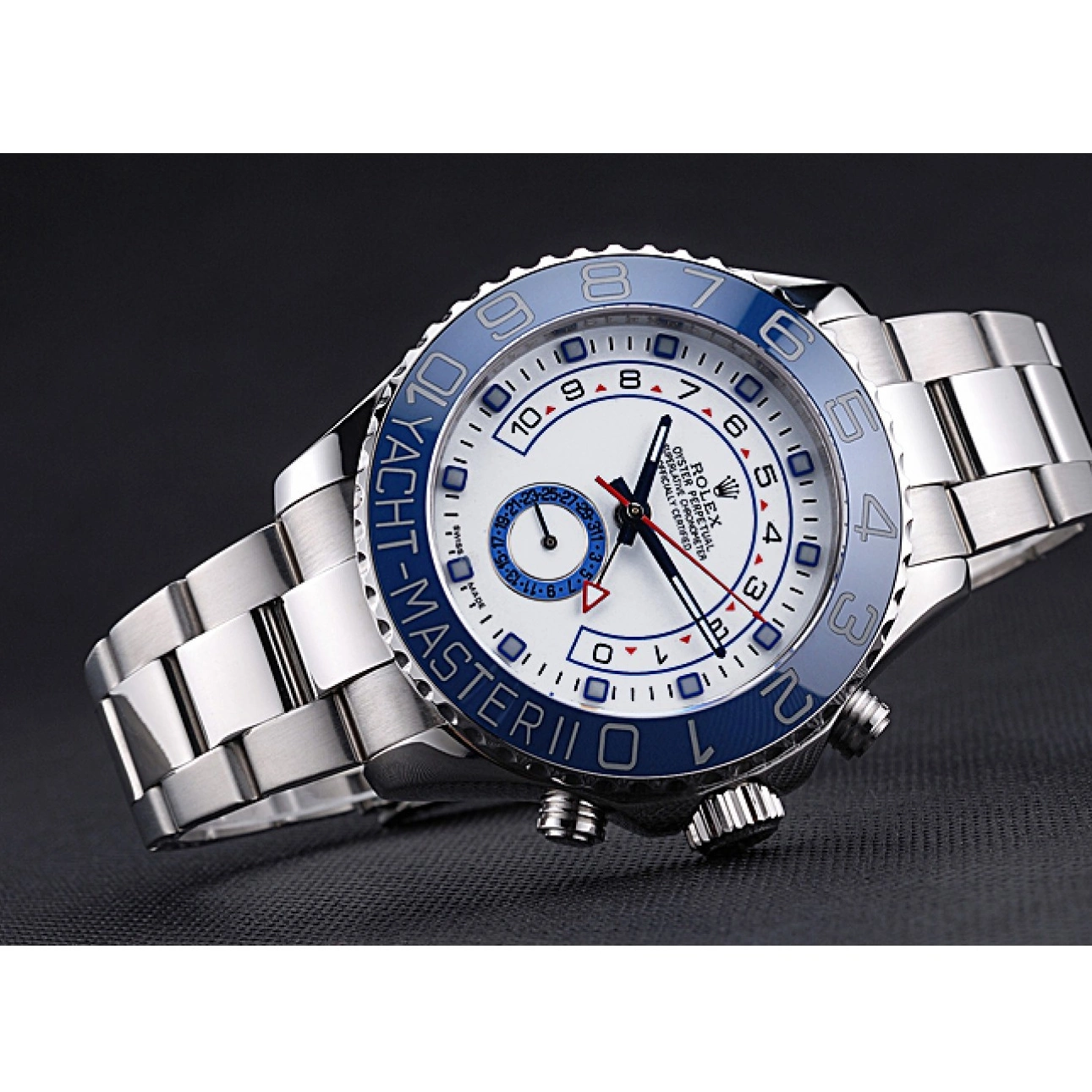 Aaa replica watch Blue Rolex White Master 622269 Steel II Stainless Bracelet Dial Yacht Bezel 0221