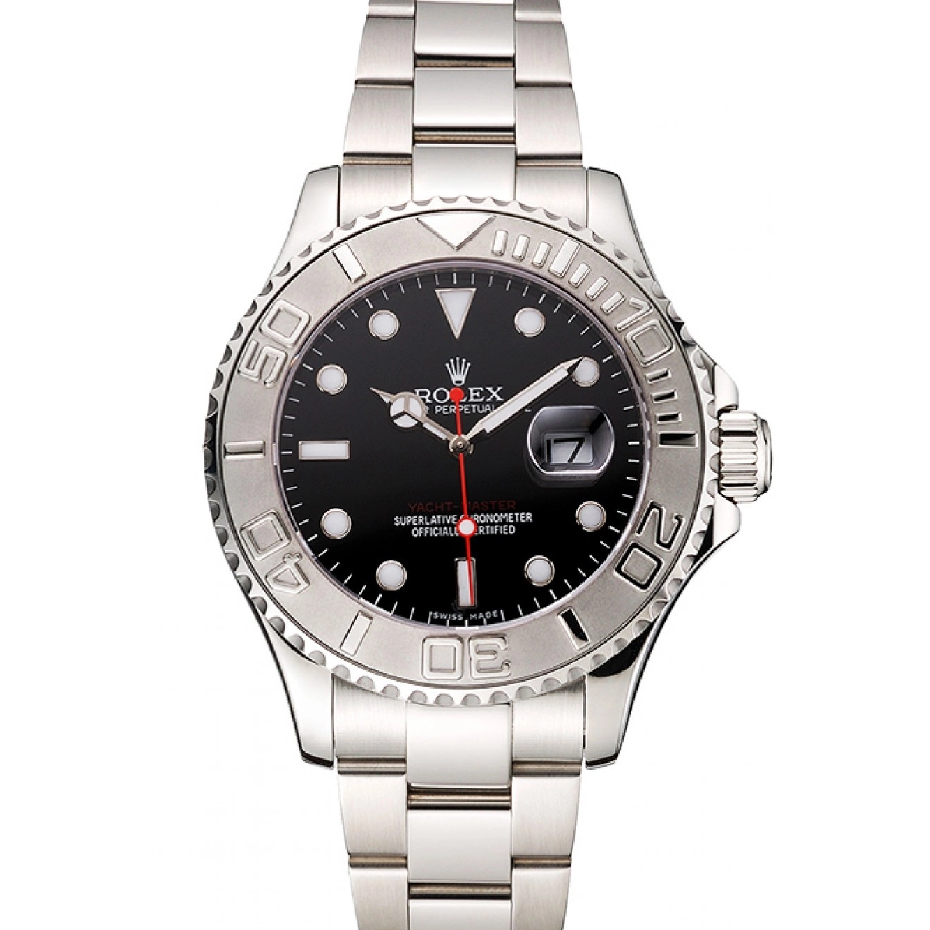 Aaa replica watch Black Stainless Dial And Bracelet Case Yacht-Master Steel Rolex 0220