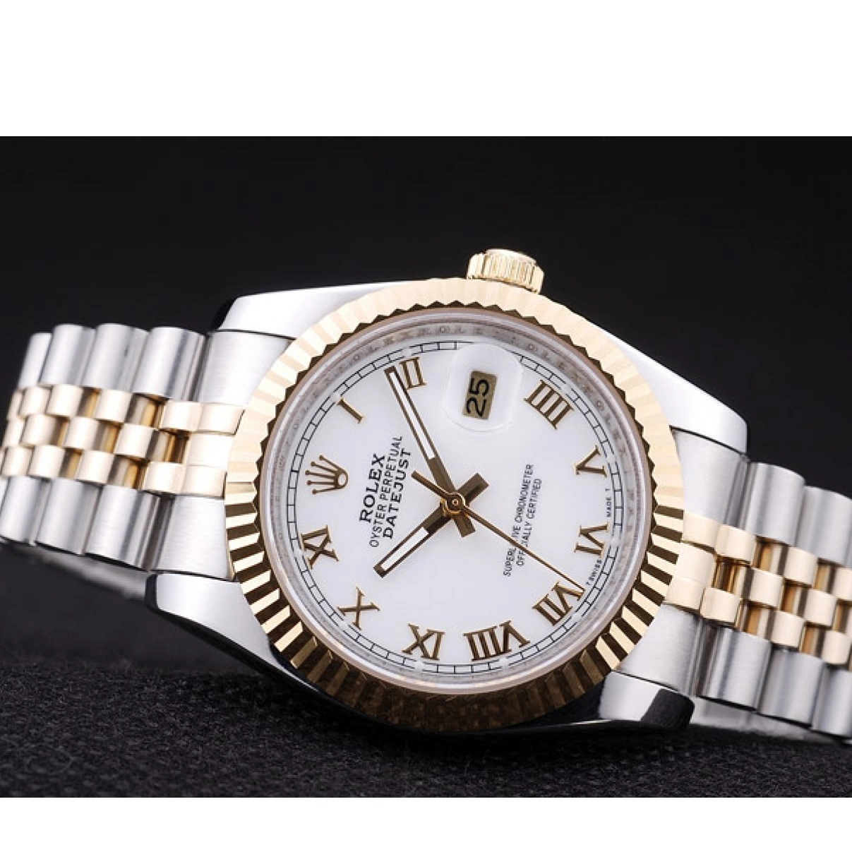 Aaa replica watch Ribbed Dial Bezel Datejust White 7451 Rolex 0227