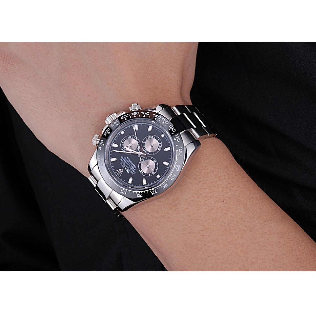 Aaa replica watch Daytona Bracelet Steel Dial 622543 Stainless Black Cosmograph Rolex 0219