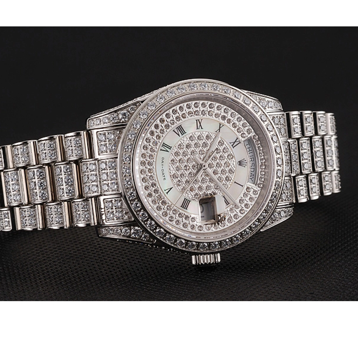 Aaa replica watch Bracelet 1453950 Case Swiss Pave Dial Diamond Day-Date Diamond Diamond Rolex 0212