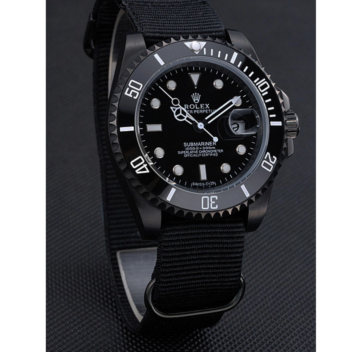 Aaa replica watch Submariner Strap 622006 Rolex Black Nylon 0213